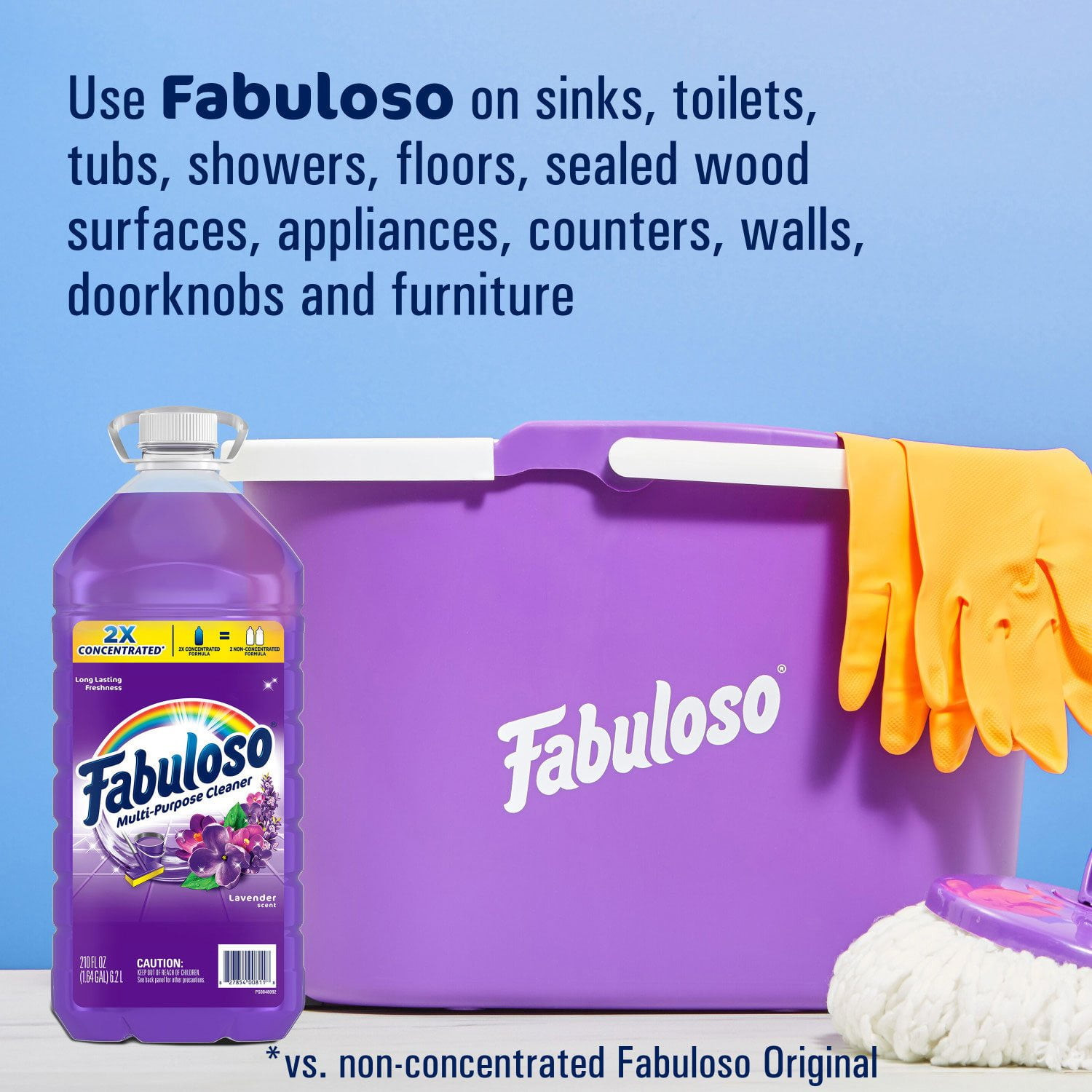 Fabuloso Multi-Purpose Cleaner, 2X Concentrated Formula, Lavender Scent, 210 oz.