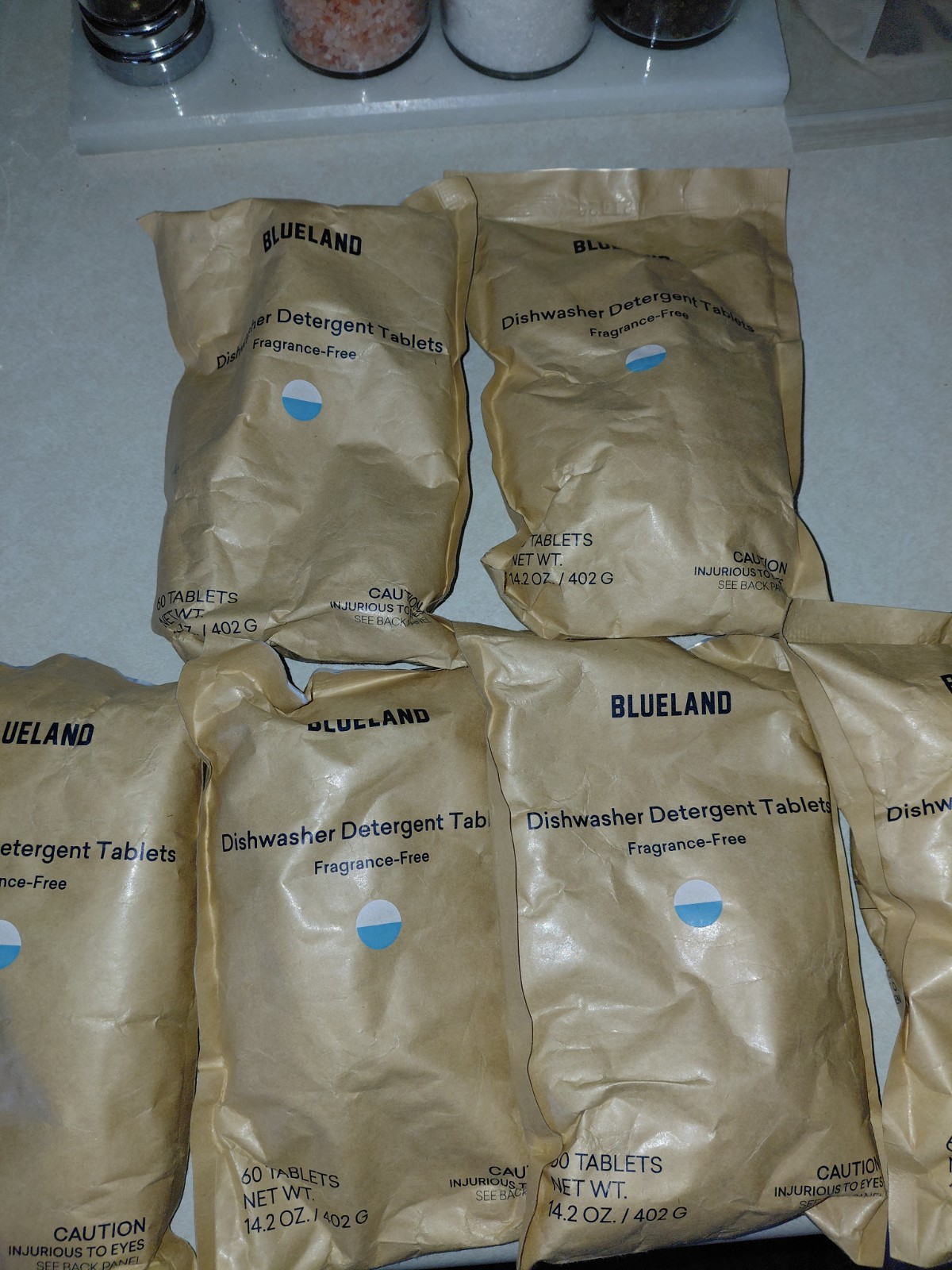 BLUELAND Dishwasher Detergent Tablets 60 Ct. 14.2 Oz Fragrance Free Lot of 6