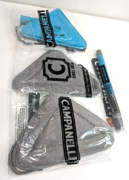 NEW! Campanelli Pro Glass Window and Windshield Handle with 3 Pads Microfiber