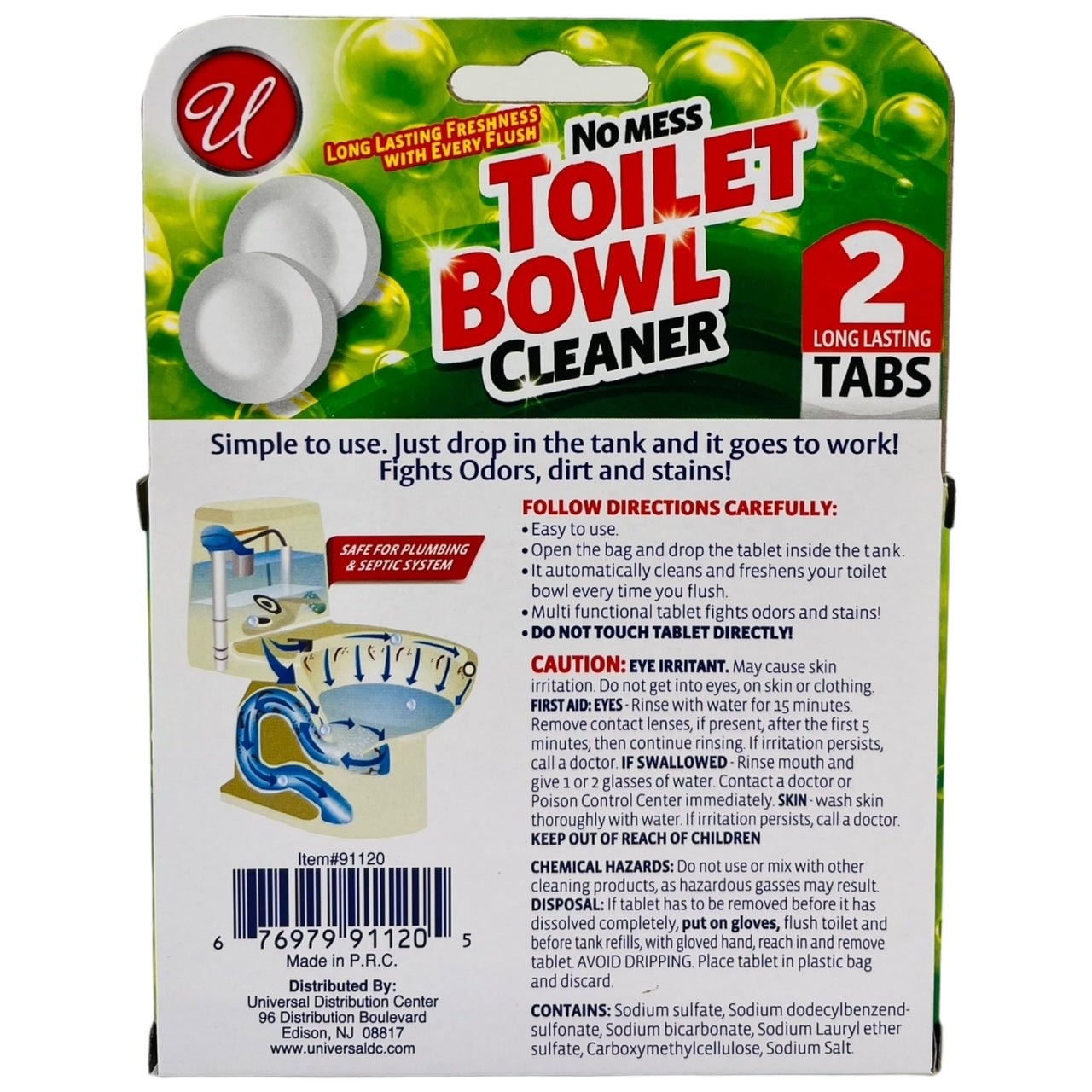 No Mess Toilet Bowl Cleaner Tablets with Bleach, 2 Count (Pack of 3)