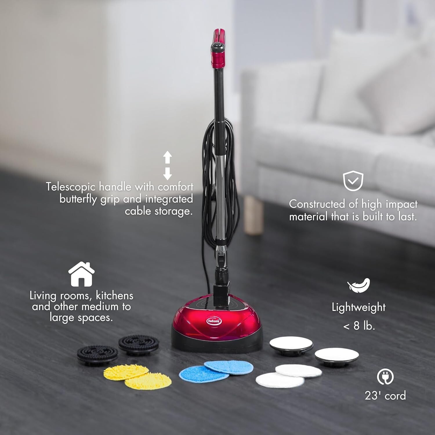 Ewbank EP170 All-in-One Floor Cleaner, Scrubber & Polisher – 2200 RPM Power