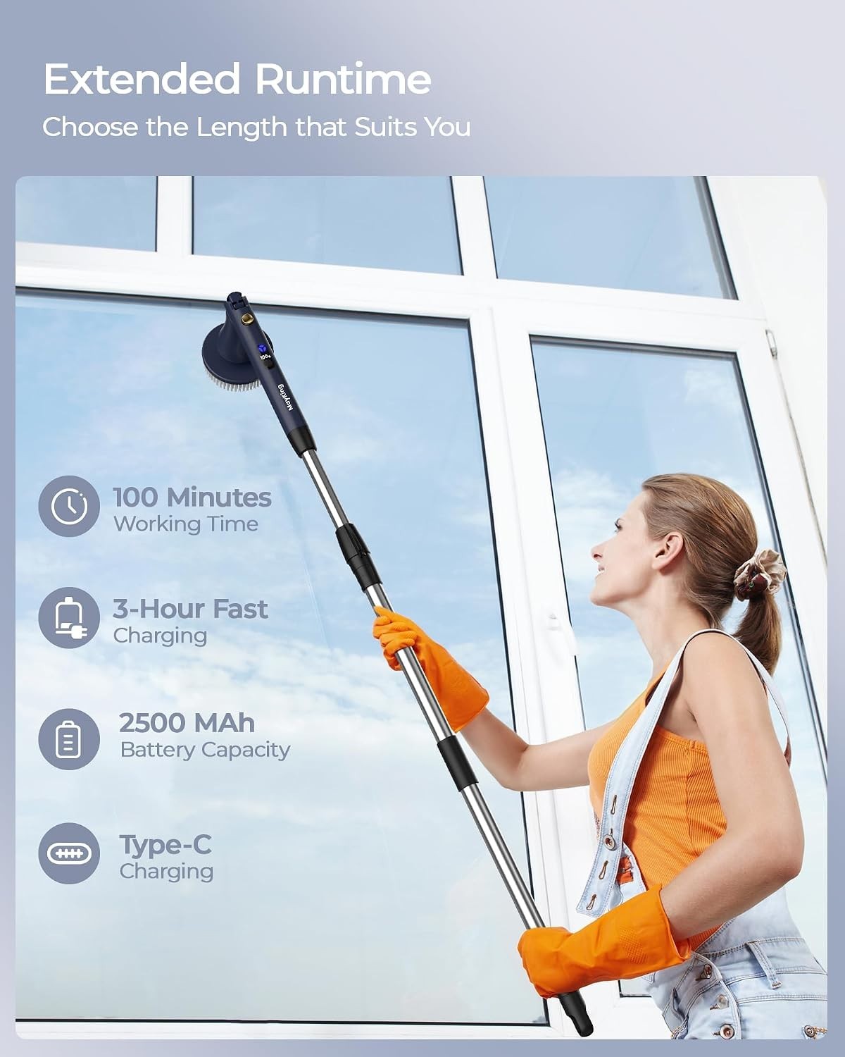 Electric Spin Scrubber Cordless Power Cleaning Brush 9 Heads Shower Tile Cleaner