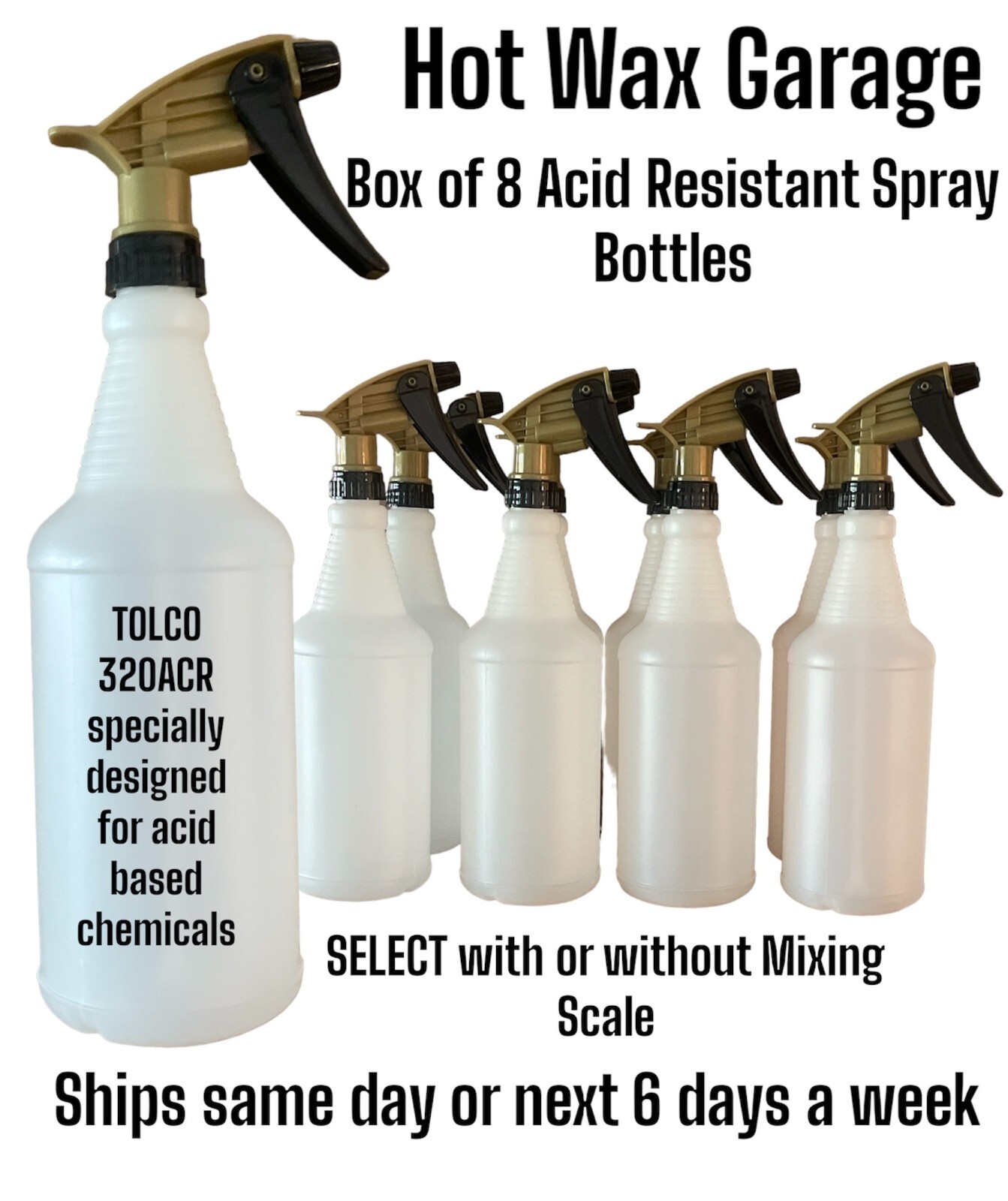 Acid Resistant Trigger Sprayer Chemical Resistant 32oz Plastic Spray Bottle 8-Pk