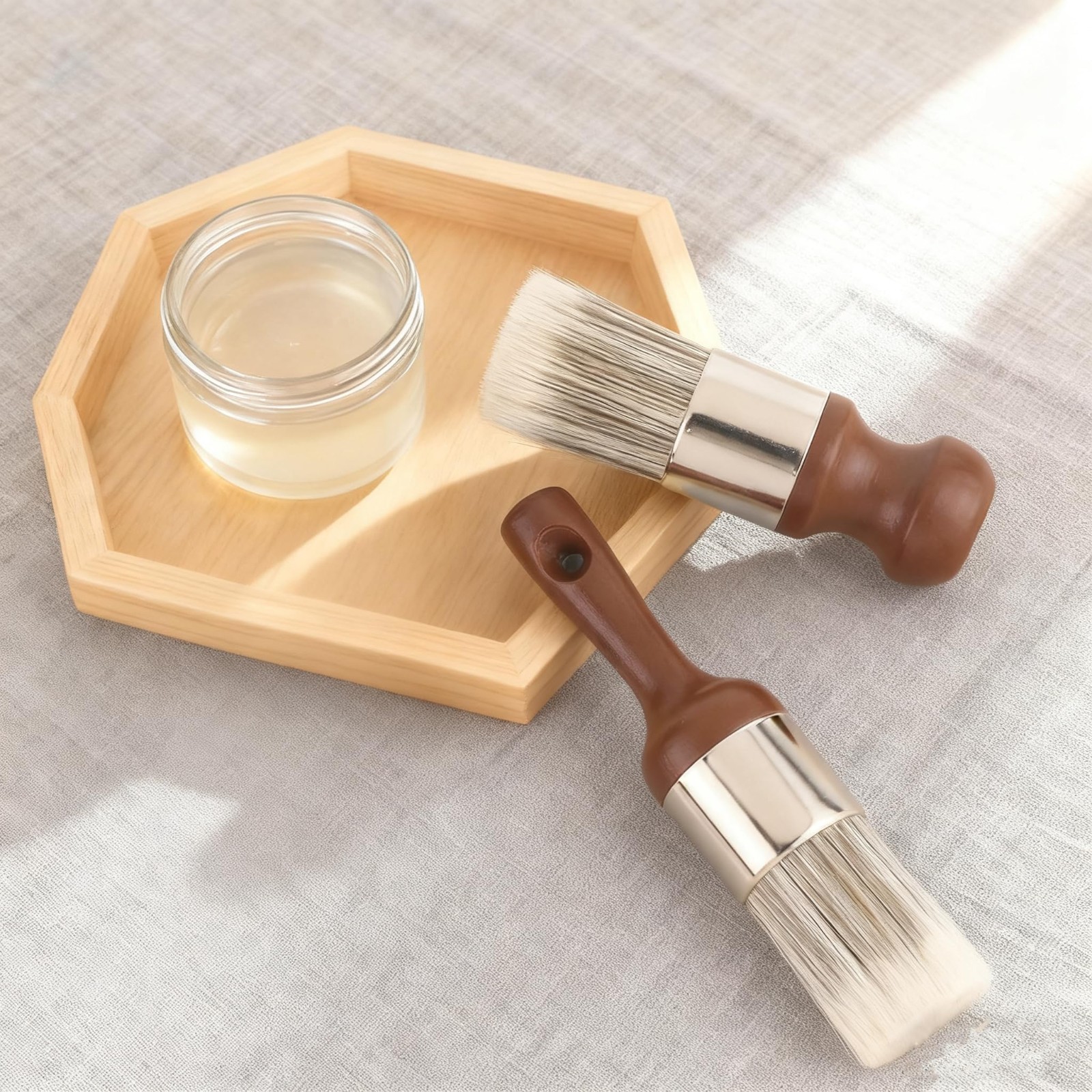 2pcs Ergonomic Salve Brush Set for Furniture, Leather & Wood Care – Soft Bristle