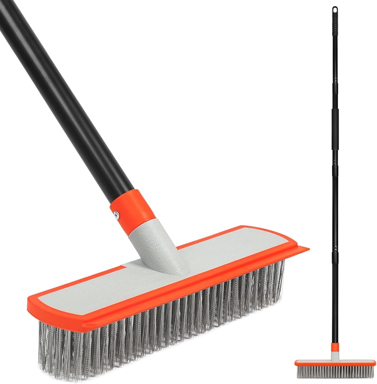Stainless Steel Concrete Brush with Long Handle – Heavy Duty Deck Brush for C…