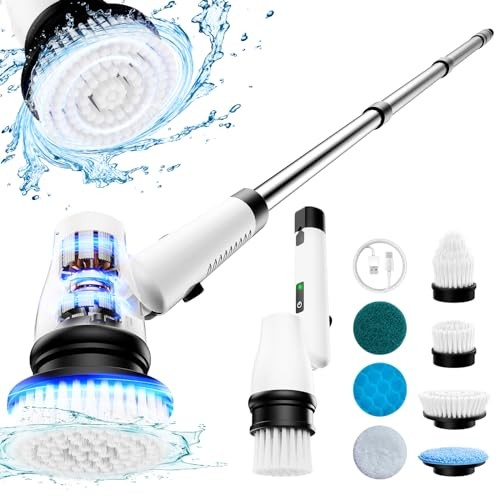 GiveBest Electric Spin Scrubber, Cordless Shower Scrubber, 7 Replacement Head