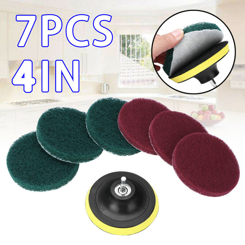 7 Pcs 4″ Drill Brush Set Power Scrubber Cleaning Kits Scrub Tub Cleaner