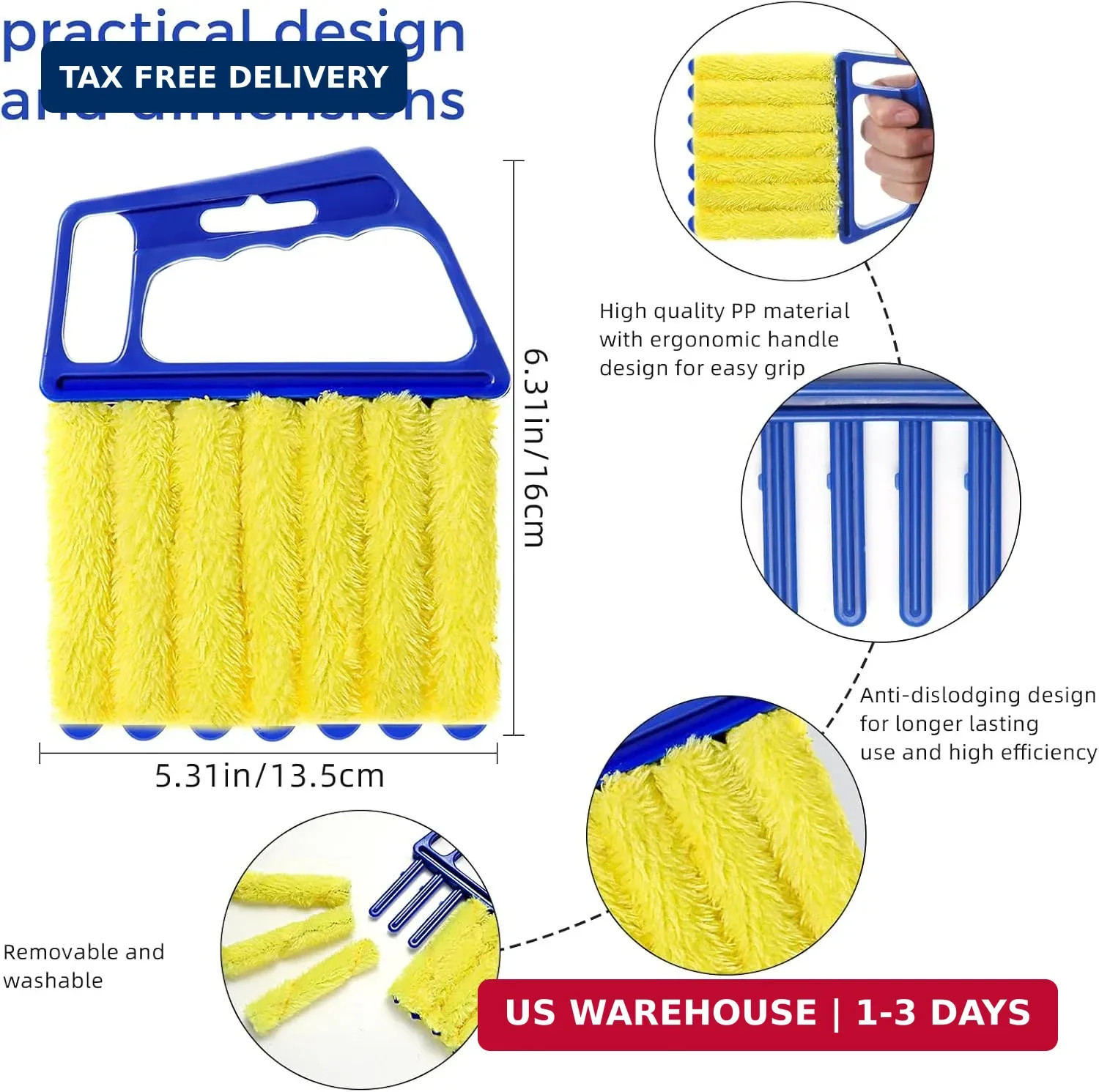4Pcs Window Venetian Blind Cleaner Duster Tool,Washable 7 Fingers Dusting Cleane