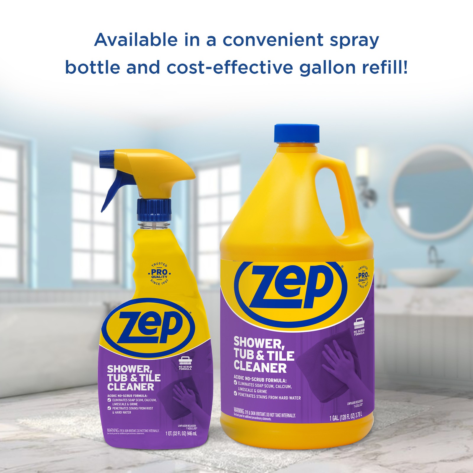 Zep Shower Tub and Tile Cleaner 32 oz ZUSTT32 (Case of 4) – No Scrub Pro Formula
