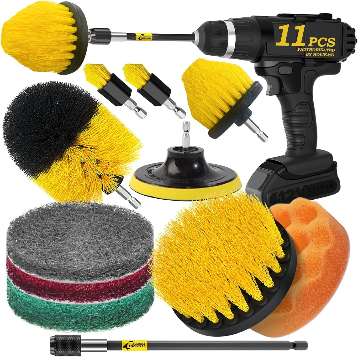 8 Pcs Drill Brush Attachment Set, Power Cleaning Scrub Brush Kit with Extend Lon