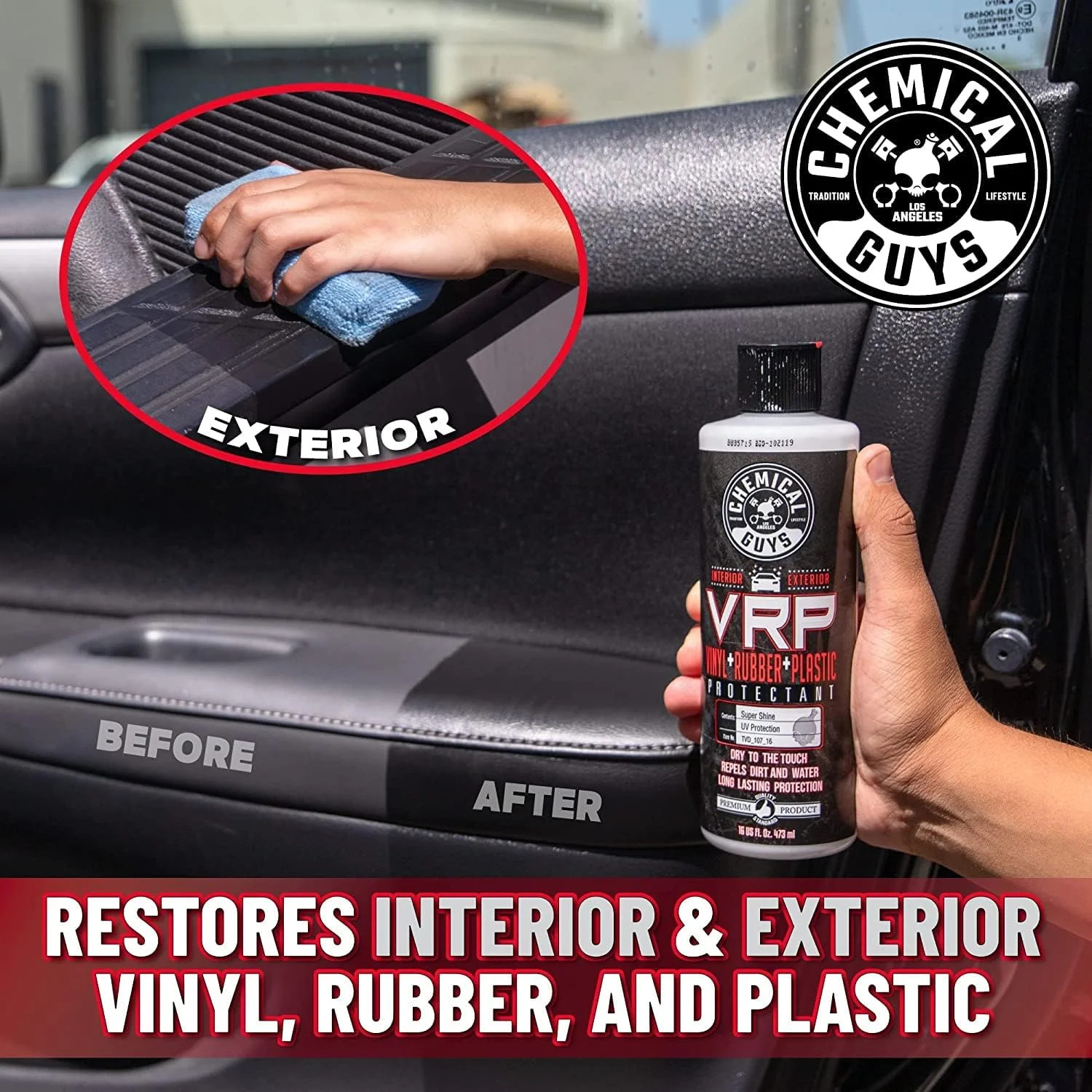 Chemical Guys VRP Protectant & WonderWave Applicators Kit – 16 oz Vinyl, Rubber,
