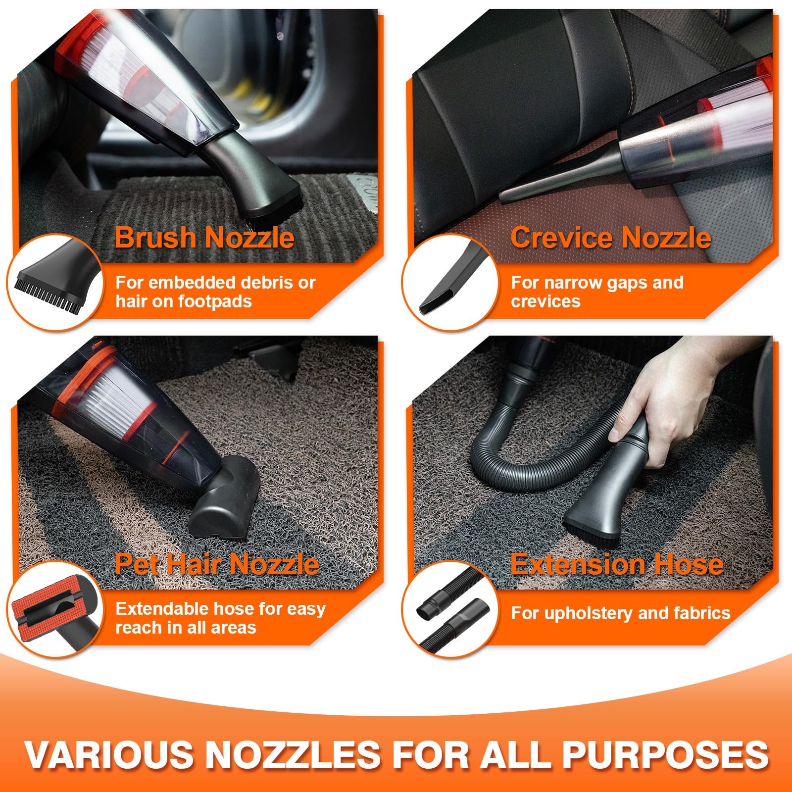 Car Cleaning Kit 19Pcs, Car Interior Detailing Kit with 12000PA High Power Ha…