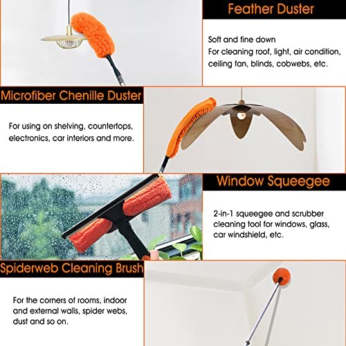 26FT Reach Dusting Kit – Long Duster with 5-20FT Extension Pole – High – High