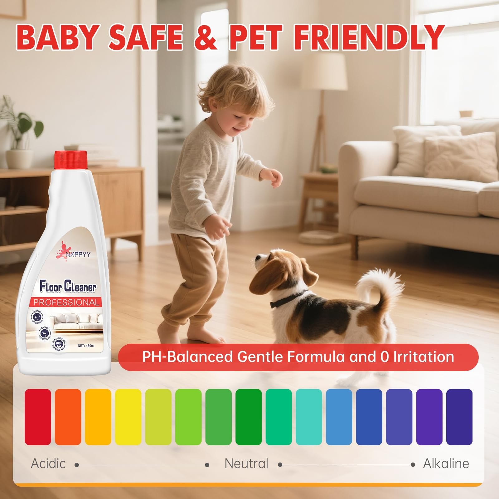 Compatible Floor Cleaner for Roborock Q5/Q7/Q8/S7/S8/Qrevo, 4 Bottles