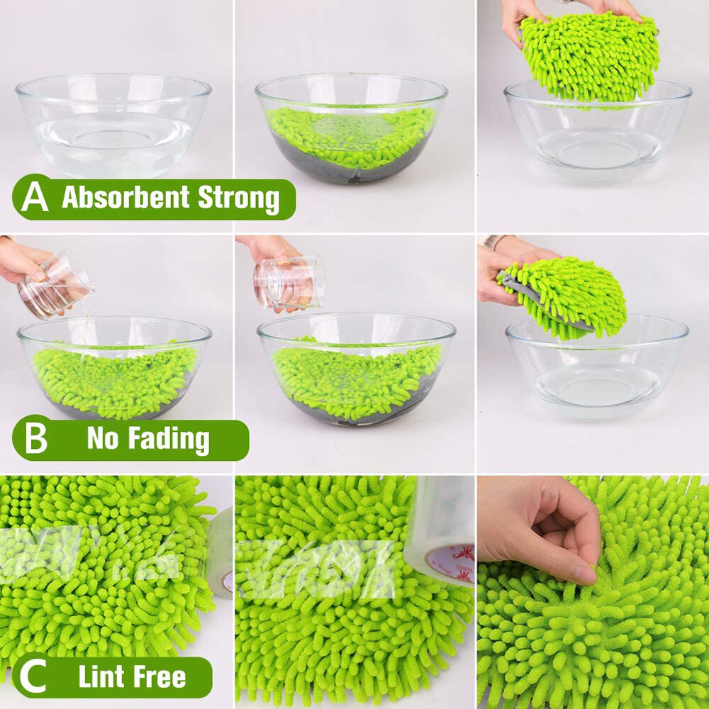 45″ Aluminum Alloy Long Handle 2 n 1 Chenille Microfiber Car Wash Brush Mop Mitt