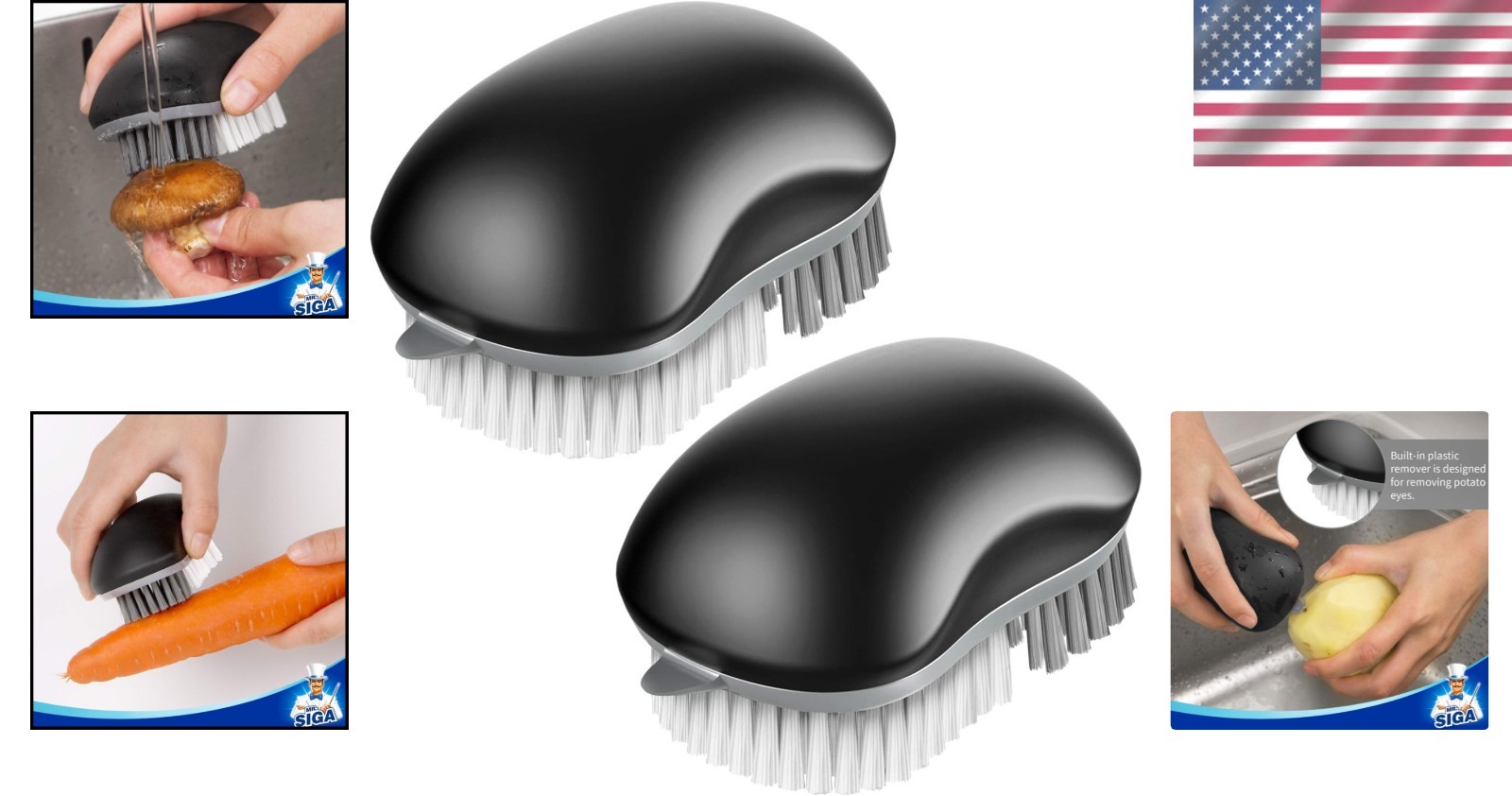 Kitchen Fruit & Veggie Cleaning Tool Set, Pack of 2