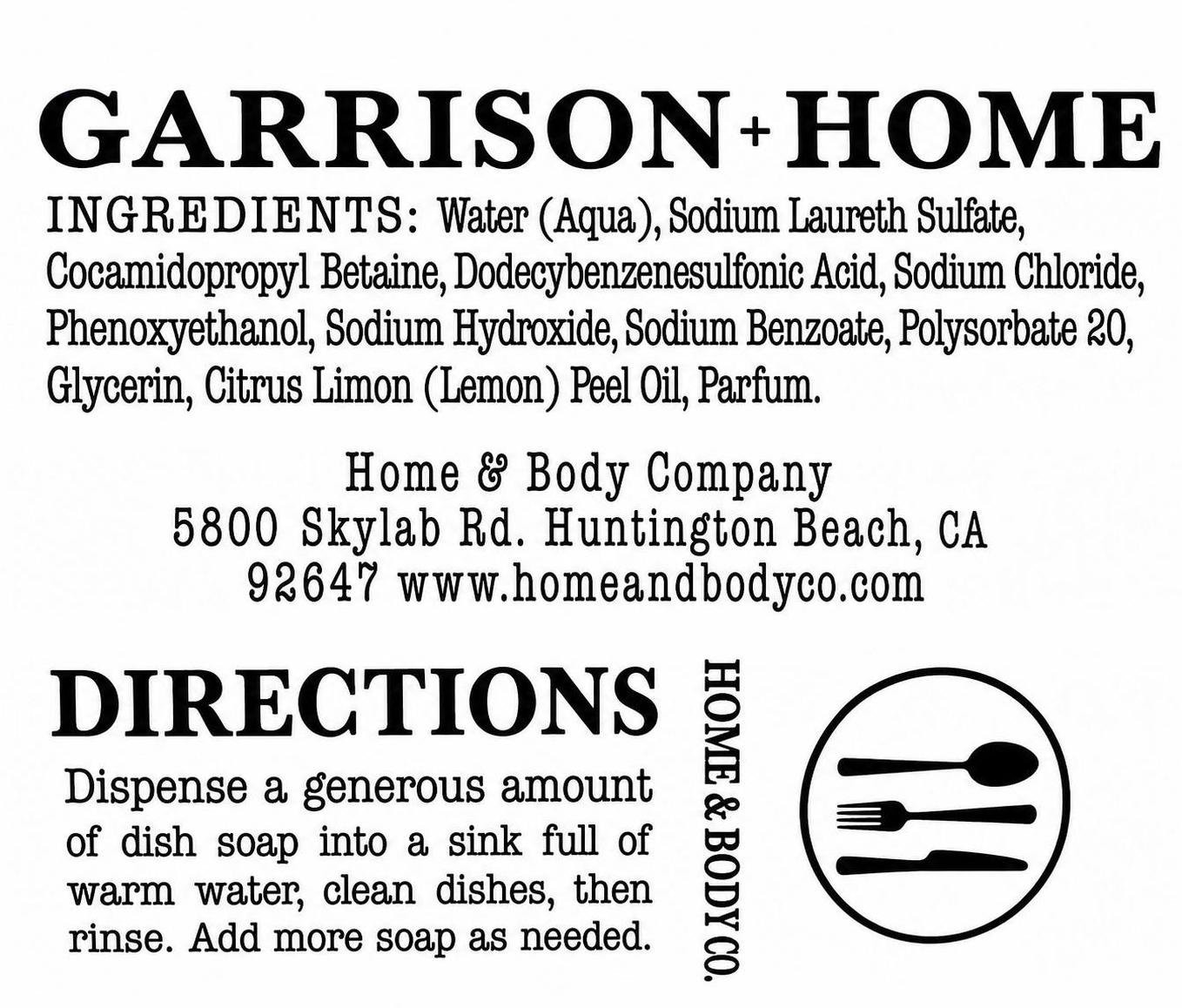 Garrison Home Body Lemongrass Dish Soap Essential Oil JUMBO 32oz GLASS BOTTLE