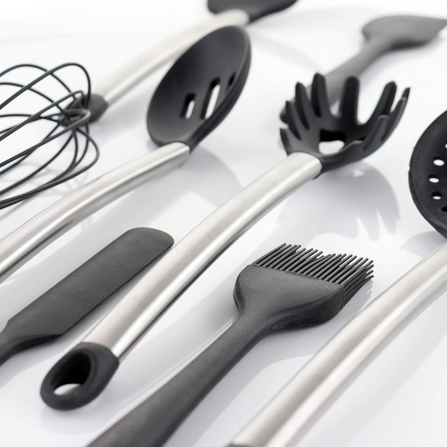 Tool Black Utensil Set, 14 Piece, Gray and Stainless Steel