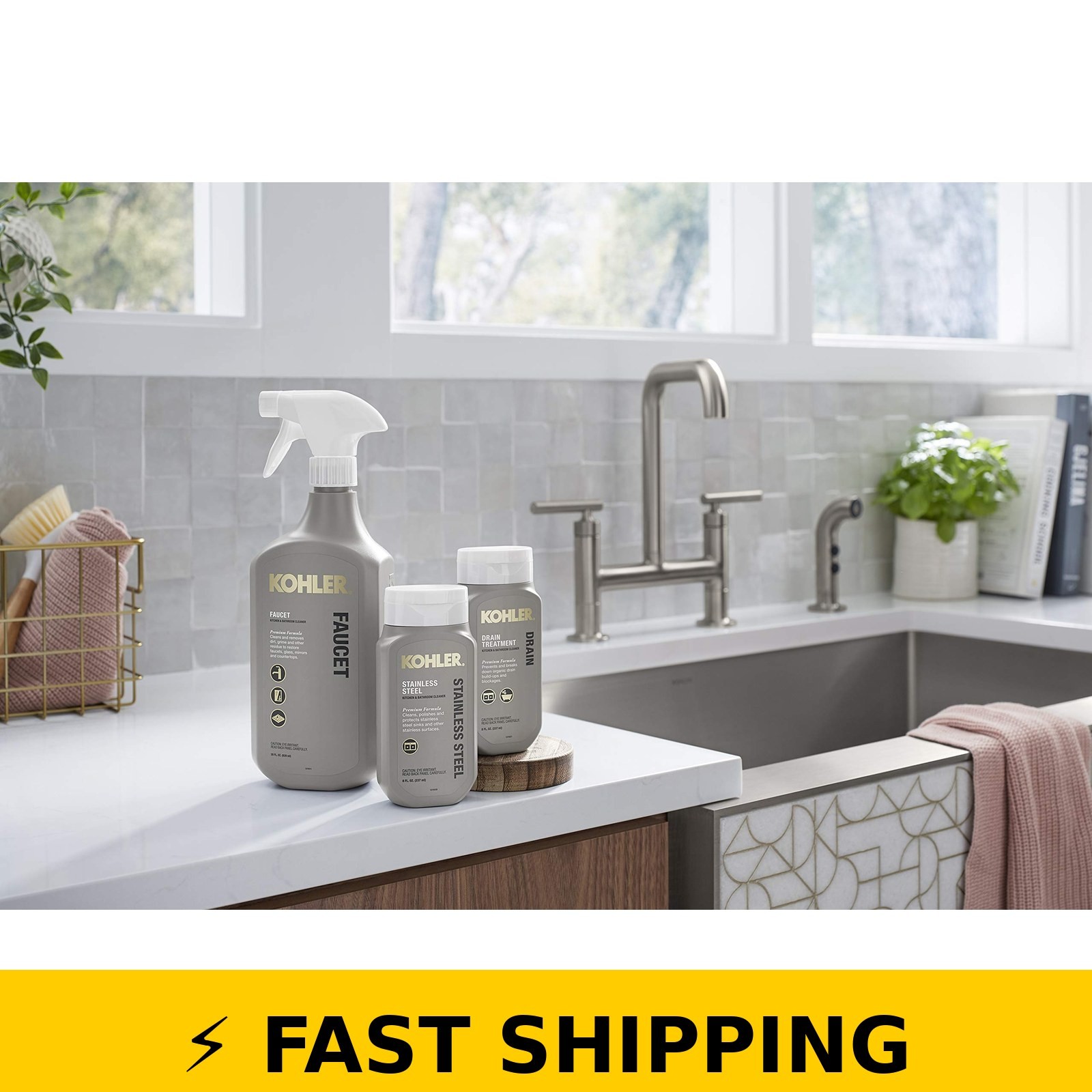 Kohler Faucet Cleaner, 28 FL Oz – Streak Free Shine, Ammonia Free