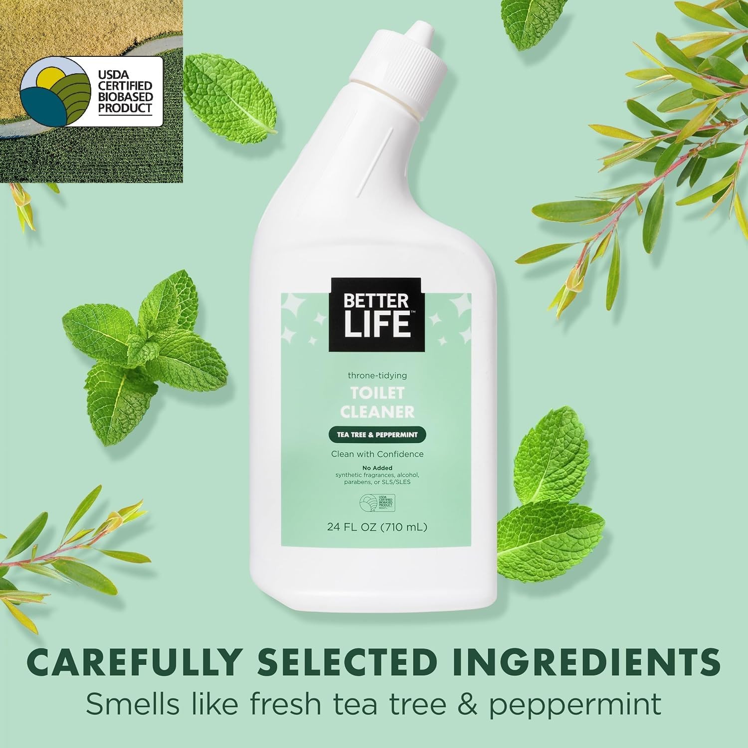Toilet Bowl Cleaner, Plant-based, Stain & Odor Remover, Tea Tree & Peppermint Sc