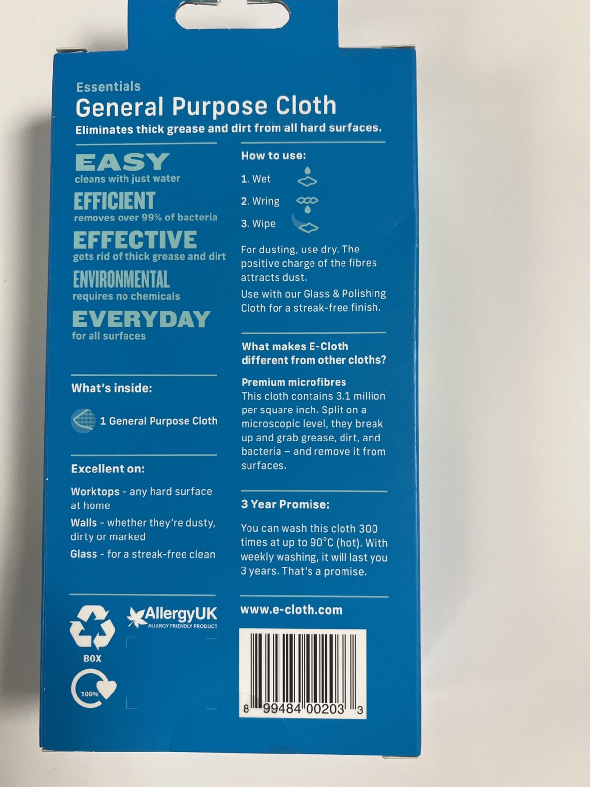 E-Cloth GENERAL PURPOSE Microfiber Cleaning Cloth Tough Grease 10602