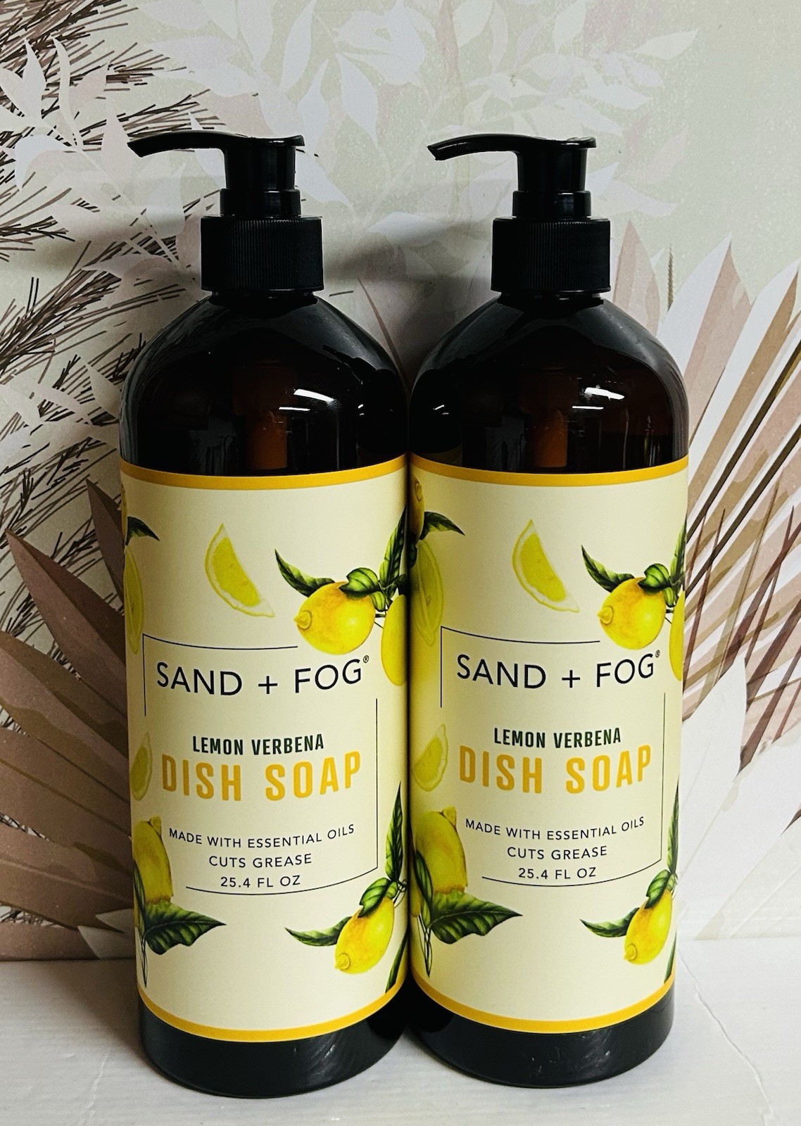 2-Pack Sand + Fog ~ Lemon Verbena Dish Soap with Essential Oils 25.4 fl oz Each