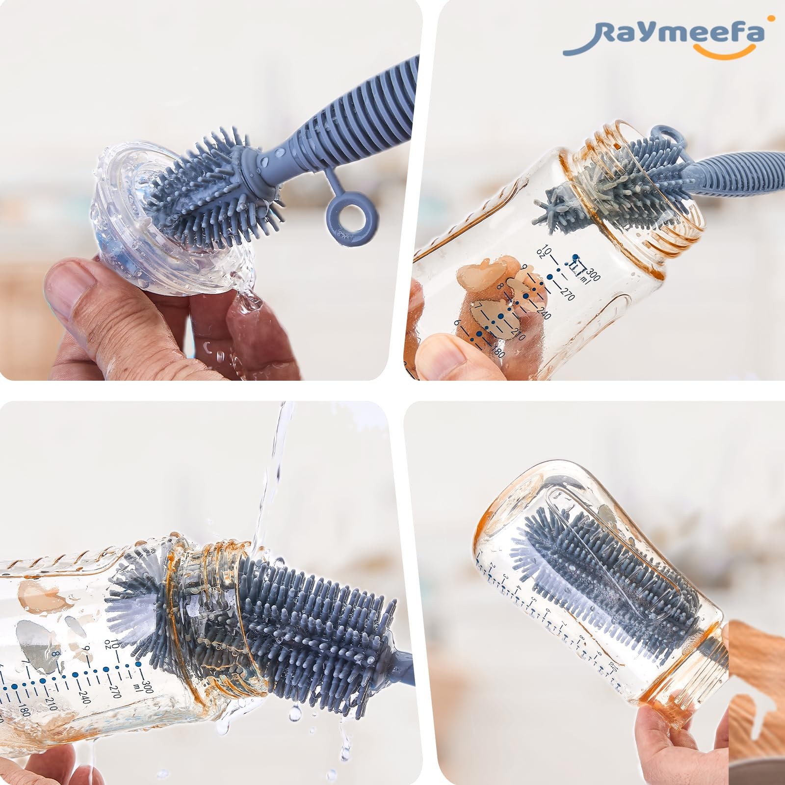 Silicone Bottle Brush,Double Sided with Sturdy Handle,Easy to Clean & Scratch…