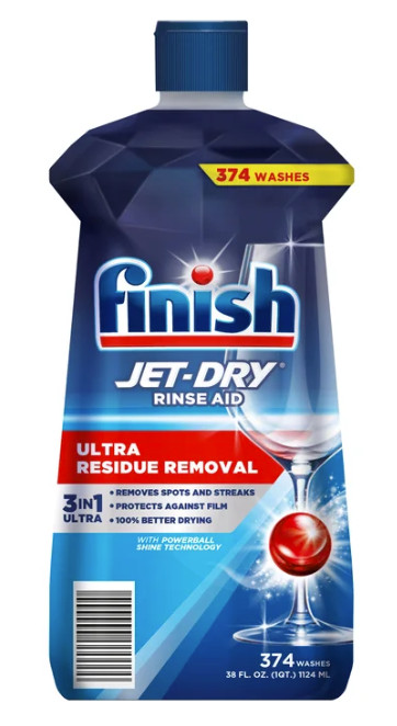 Finish Jet-Dry Ultra Rinse Aid 38 fl oz – 374 Washes – 100% Better Drying Shine