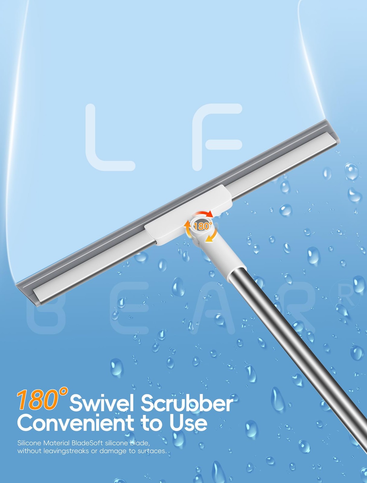 Floor Squeegee Broom with Long Handle, Heavy Duty Squeegee Kit, Scrubber for …