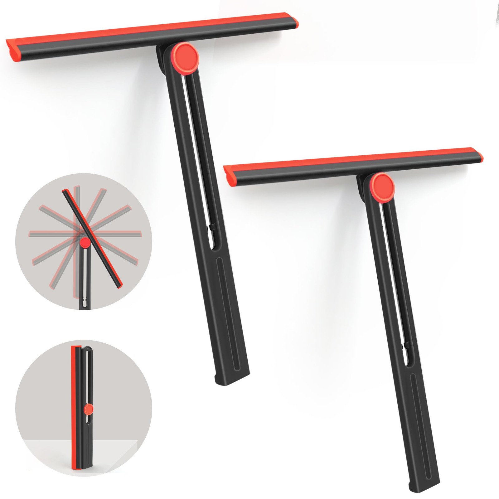 Shower Squeegee for Glass Doors with 2 Pack Multi-Purpose 360° Rotating Windo…
