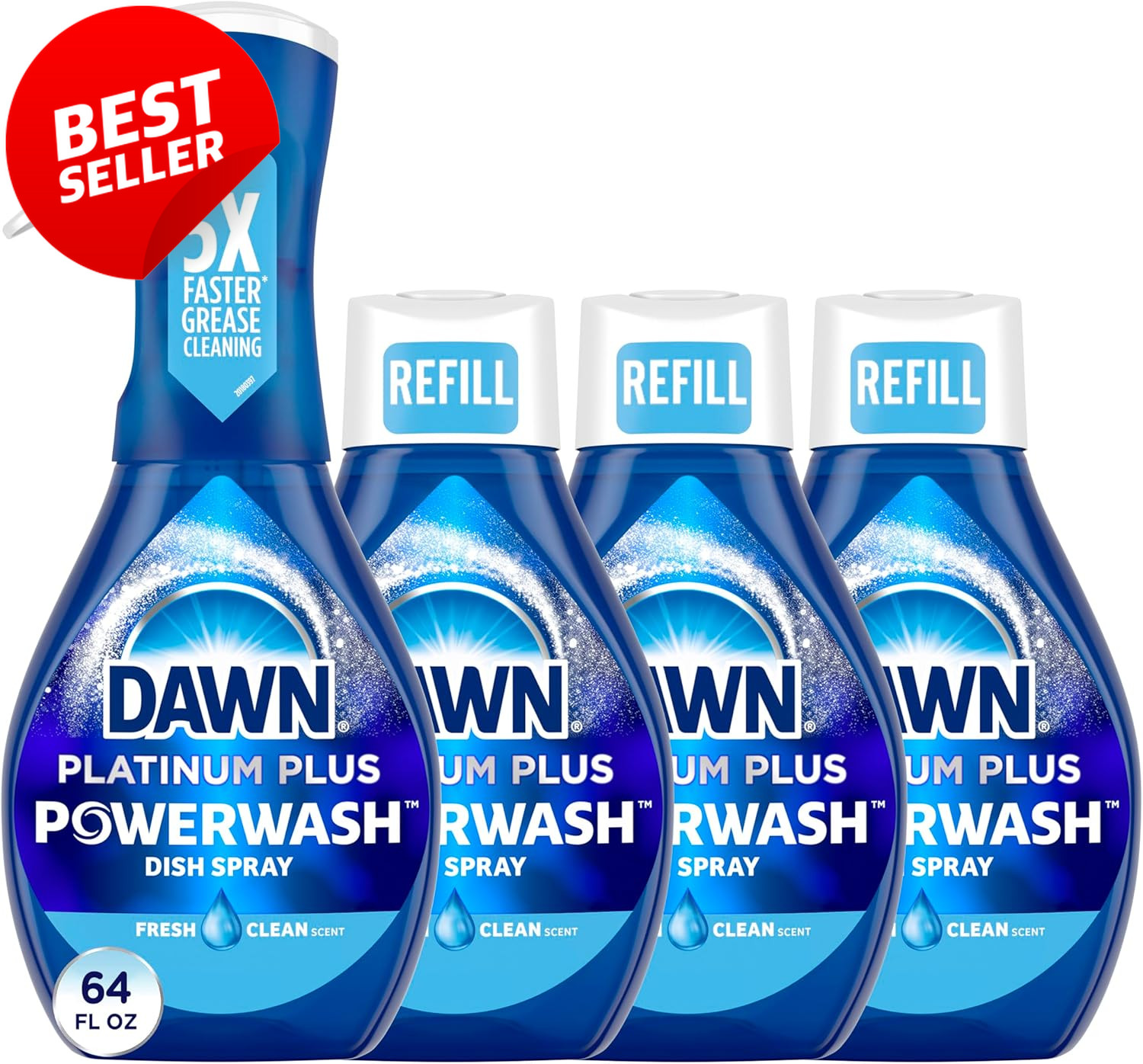 Dawn Platinum Powerwash Dish Spray Fresh Scent 1 Spray + 3 Refills Pack of 4 – U