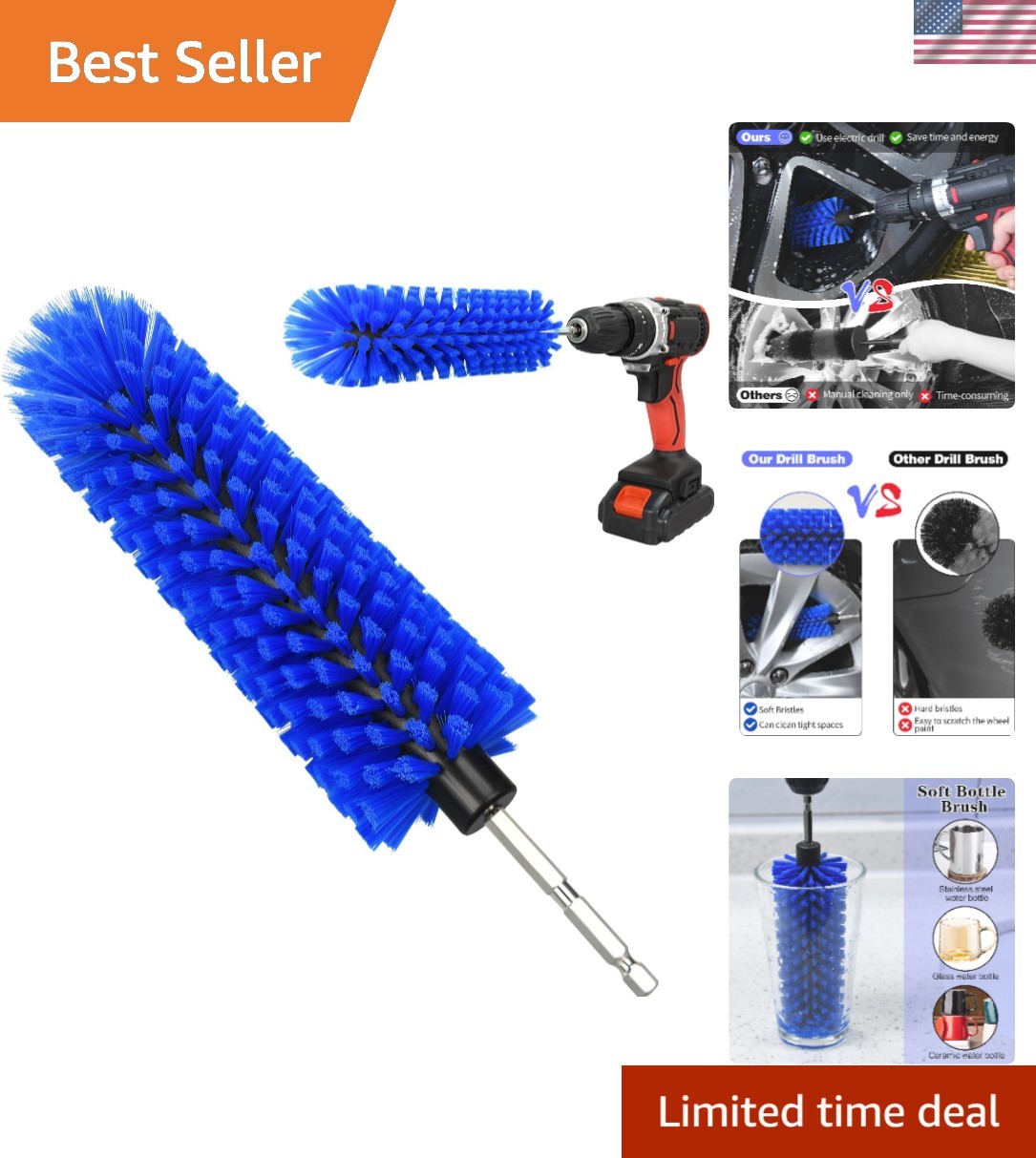 Drill Brush for Car Wheels Rims Engine Cleaning Nylon Soft Bristle 1 Pack