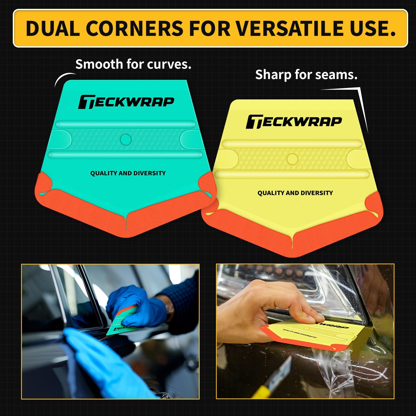 Felt Squeegee for Vinyl Wraps – Dual-Corner, V-Shape, 2 Hardness Levels