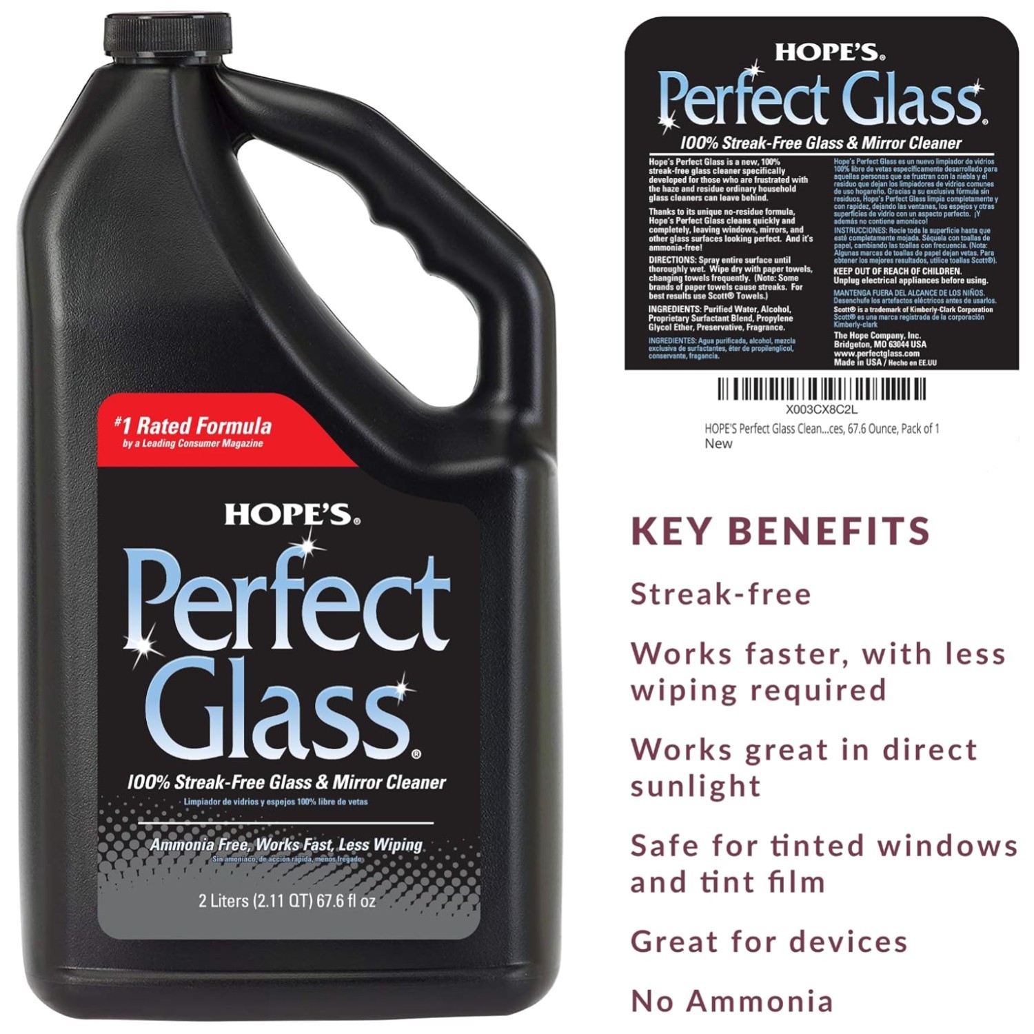 Natural Ingredients Glass Cleaner Refill, Pack of 6