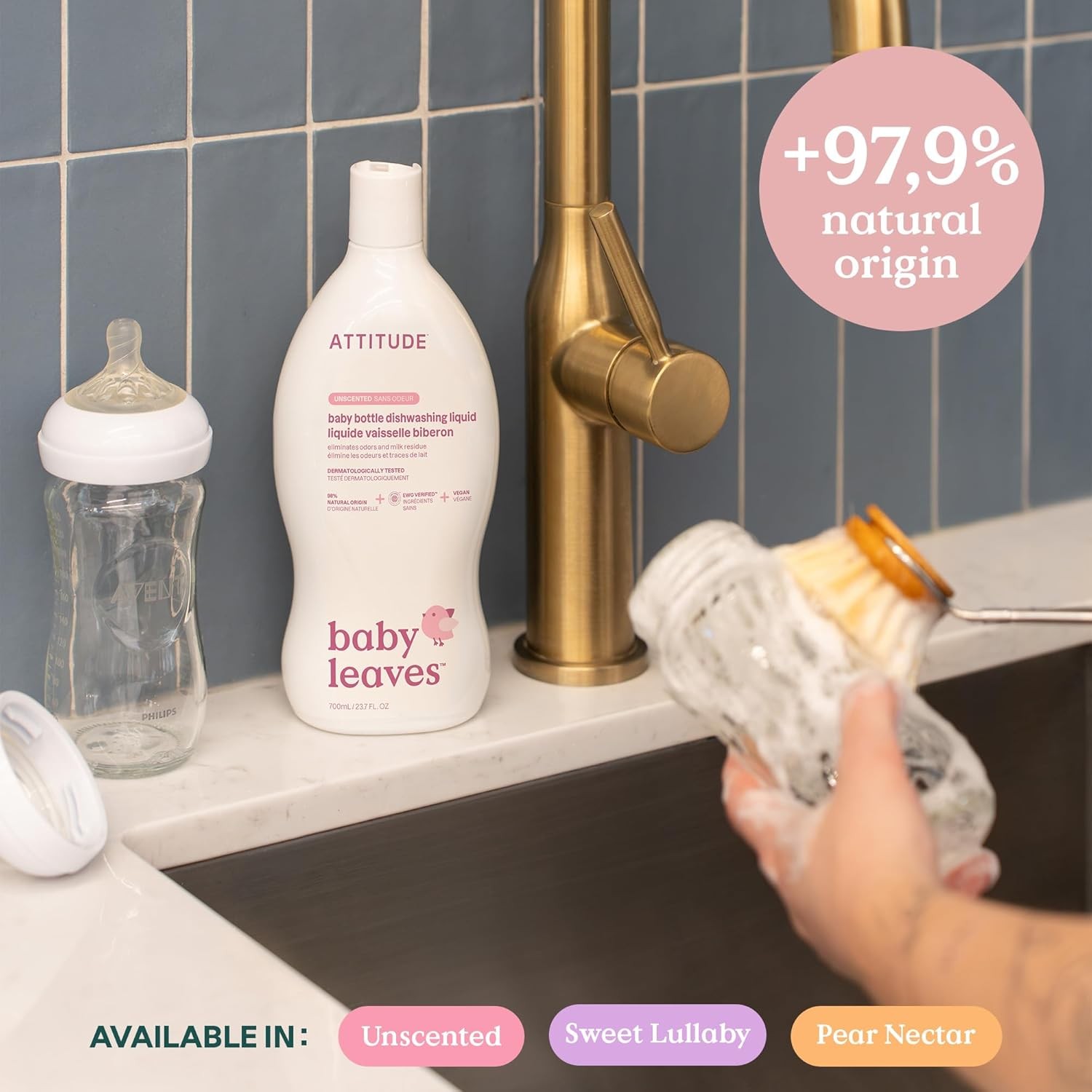 Baby Dish Soap & Bottle Cleaner EWG Verified Dishwashing Liquid No Added