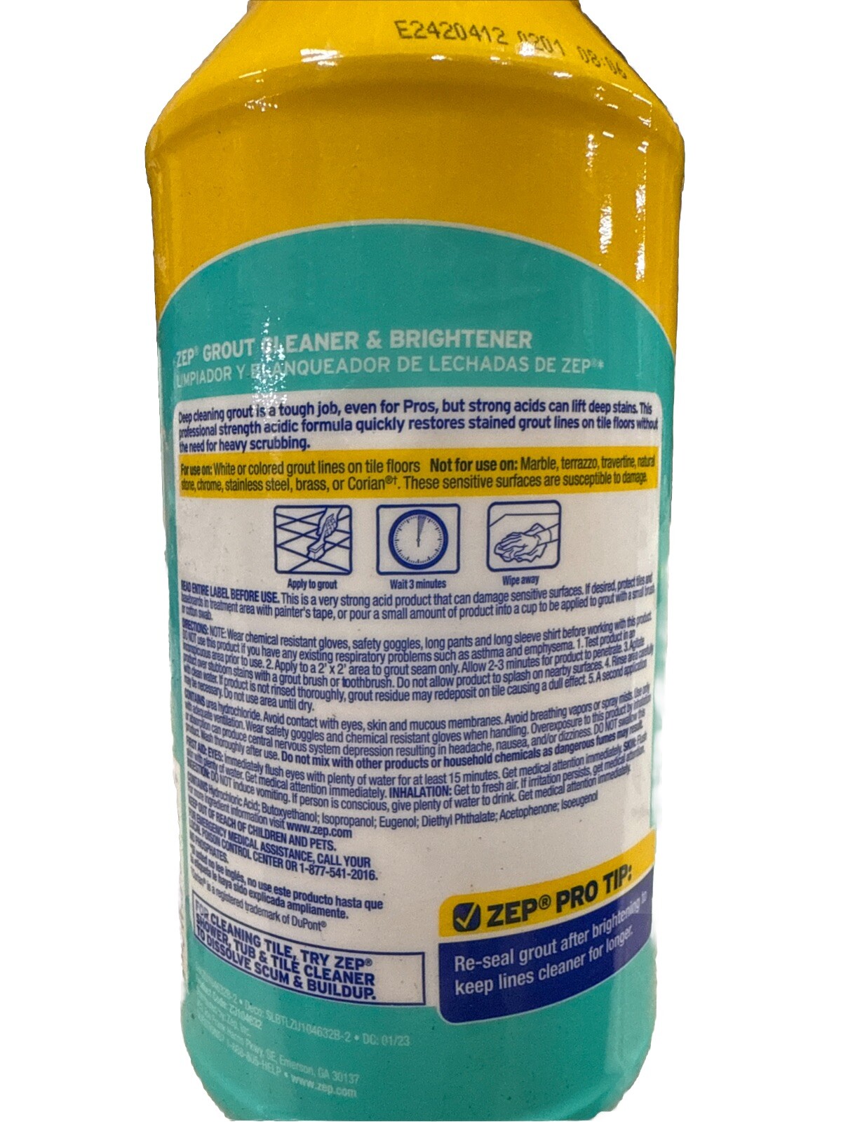 ZEP Grout Cleaner and Brightener, Non Abrasive – 32oz. (2 Pack)