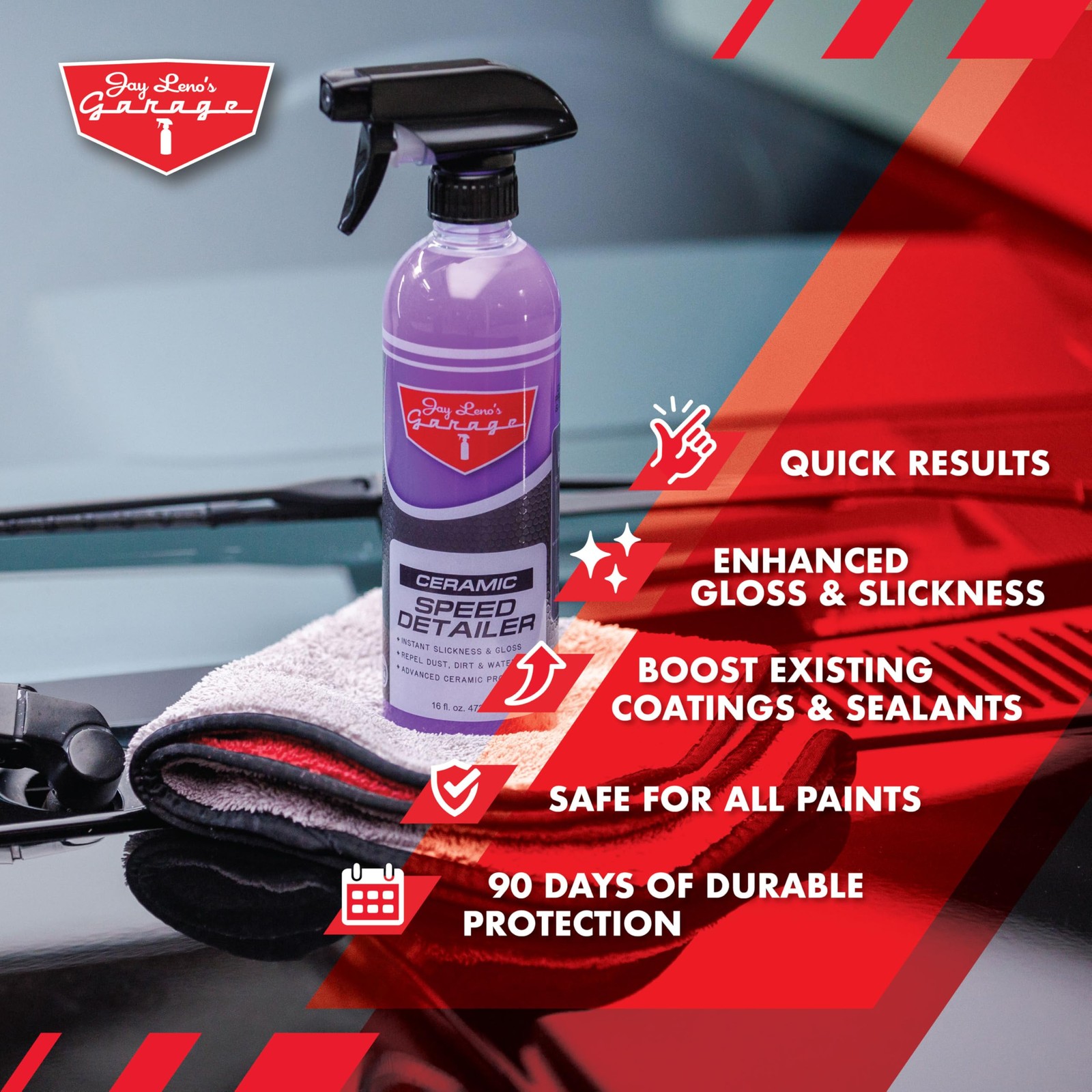 Jay Leno’s Garage Ceramic Speed Detailer Spray Quick Car Detailer for Cars Tr…