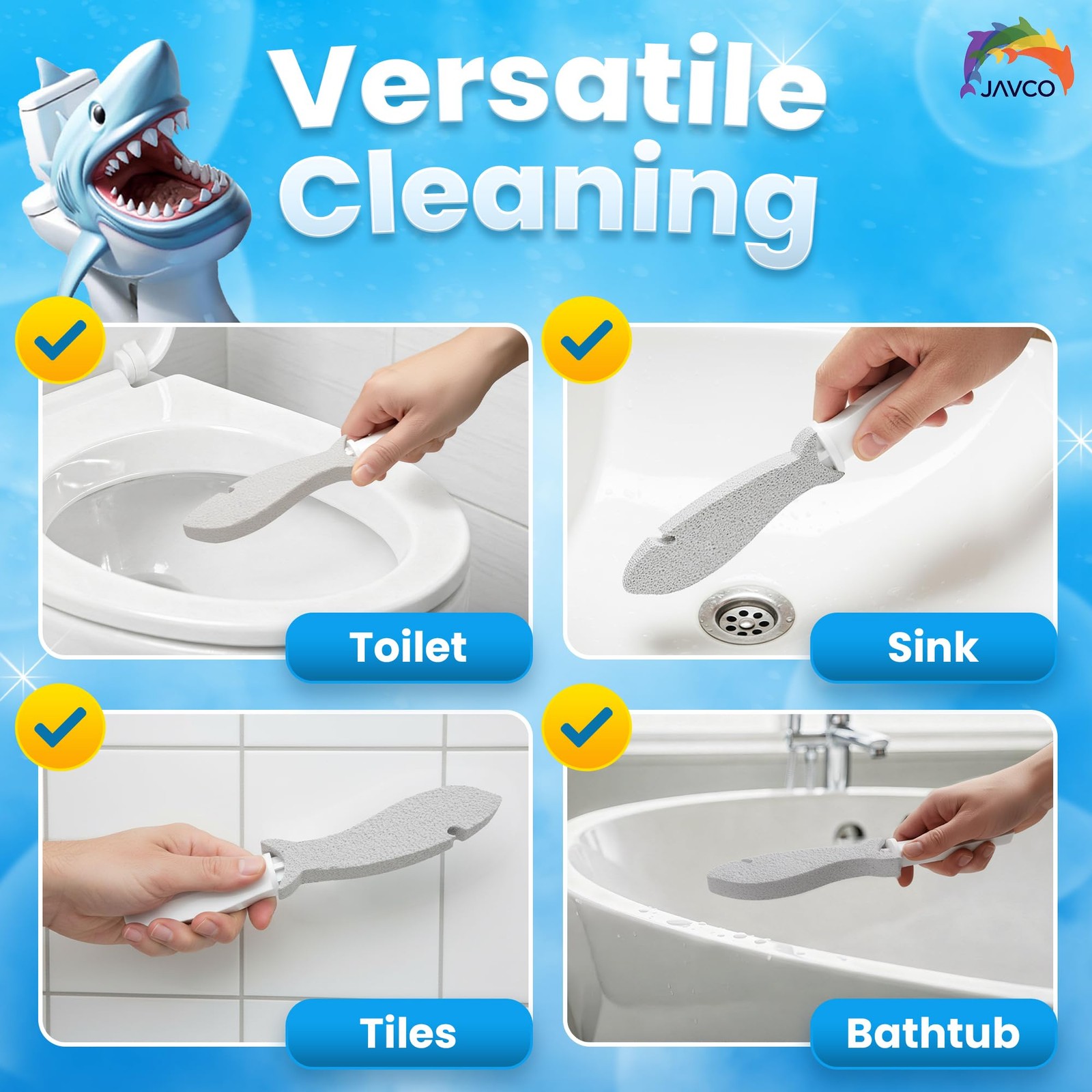 Pumice Stone for Cleaning with Handle 2 Pack – Scrubbing Stone for Porcelain,…