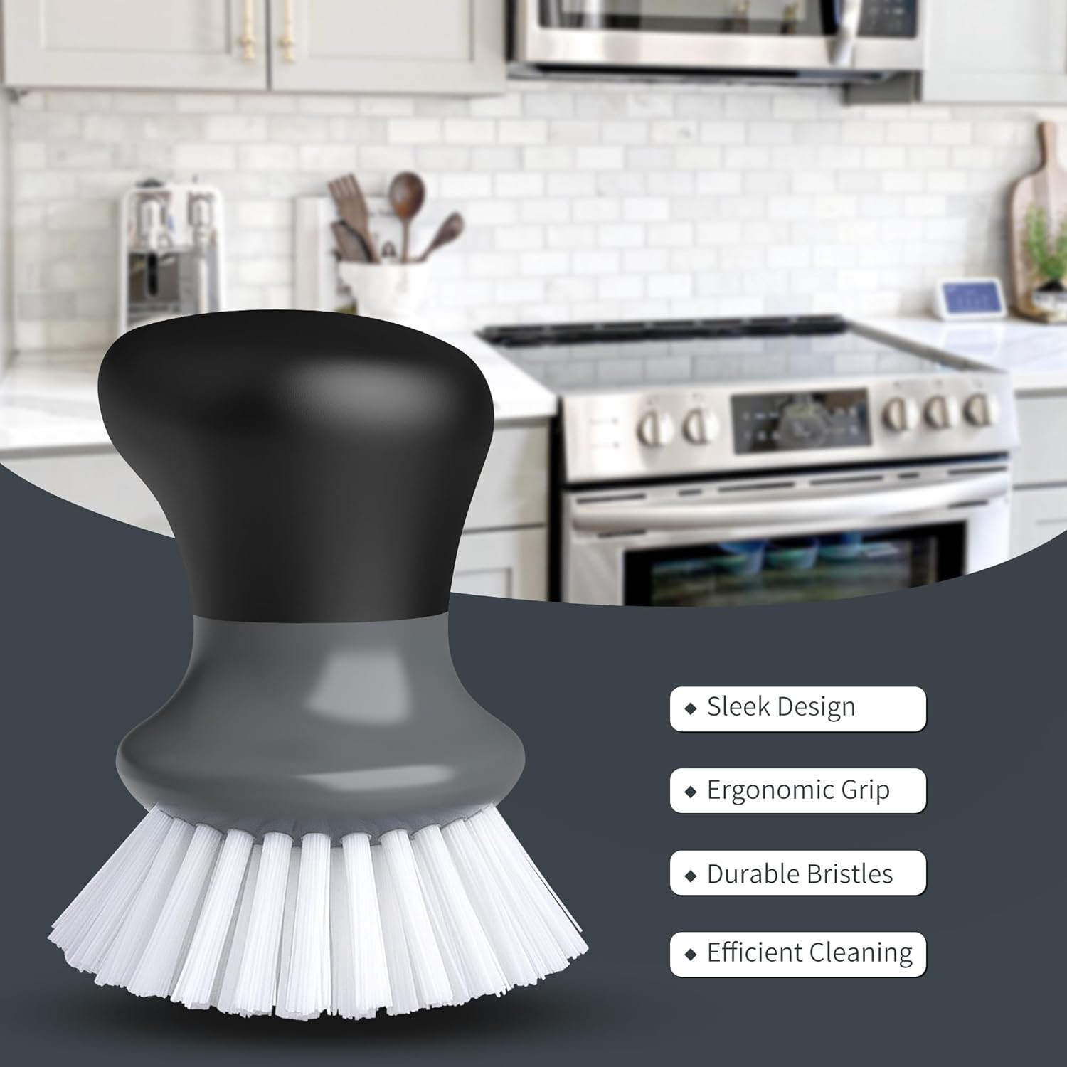 Dish Scrub Brush, Palm Brush Dish Scrubber with Ergonomic Grip, Kitchen Brushes
