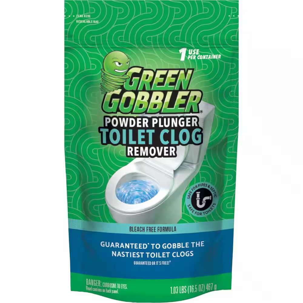 Green Gobbler Powder Plunger Toilet Clog Remover 16.5 oz. For Easy Unclogging