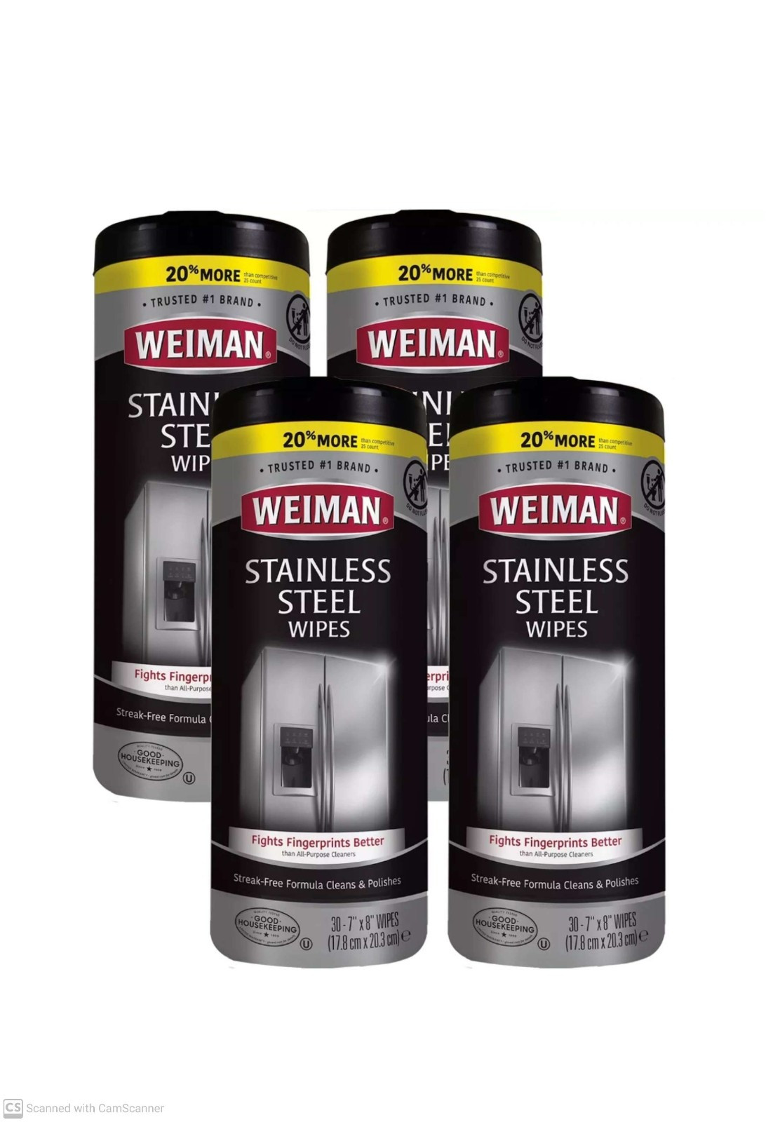 NEW Weiman Products Stainless Steel Wipes 30 Count Pack of 4-USA