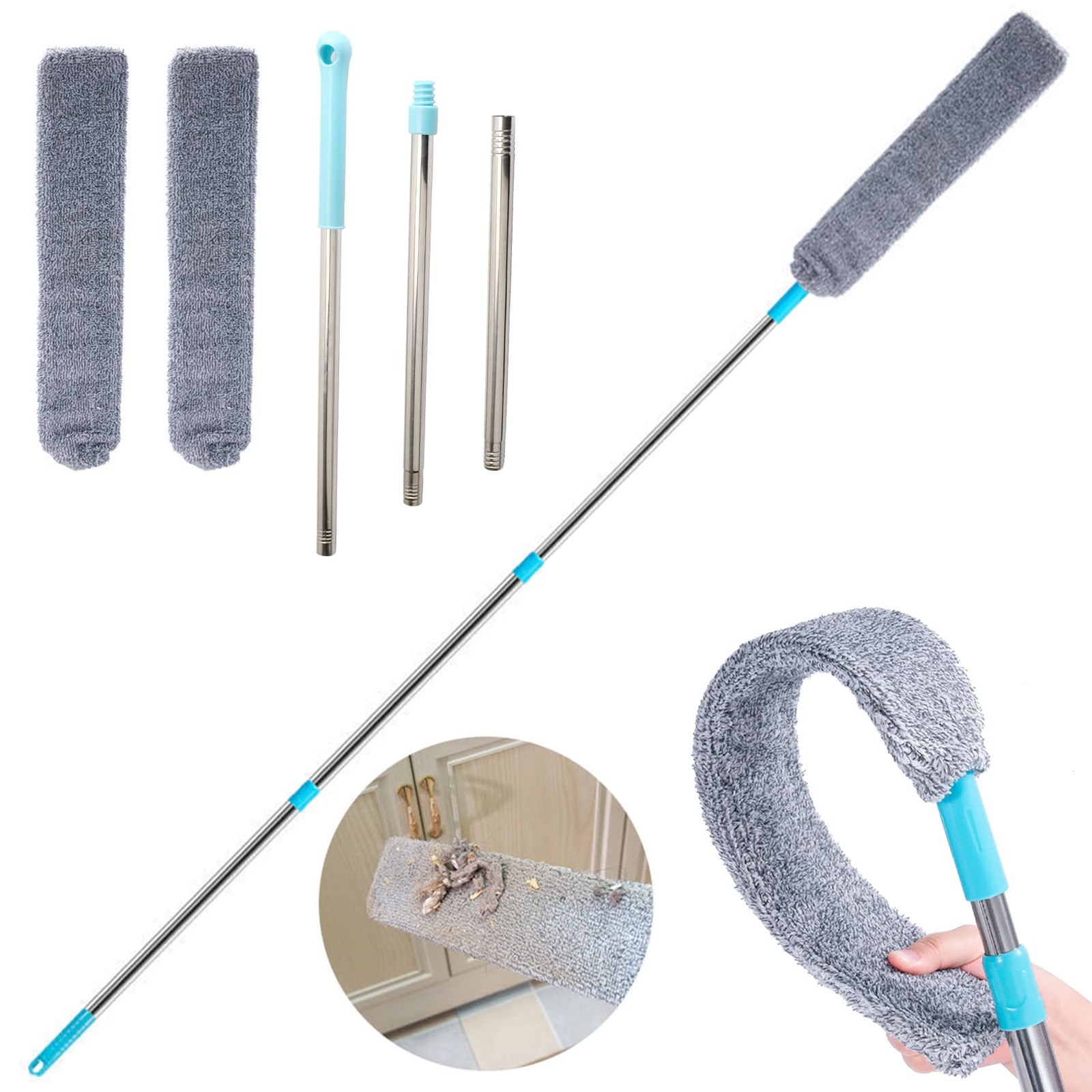 Retractable Gap Dust Clean Under Appliance Microfiber Duster Dust Cleaning Br…