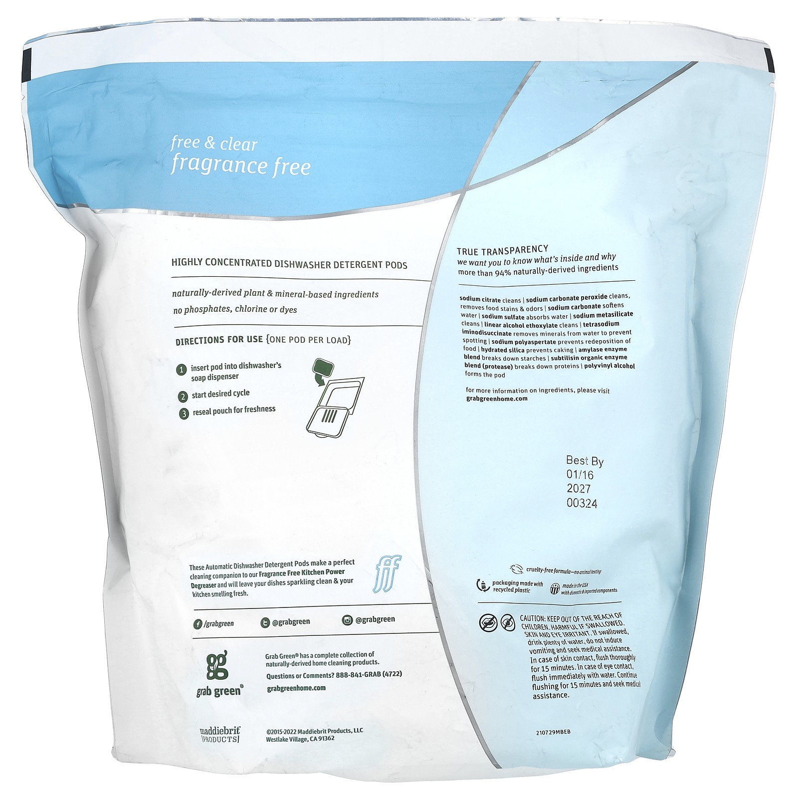 Automatic Dishwasher Powder Detergent Pods, Fragrance Free, 132 Loads, 5 lbs 4
