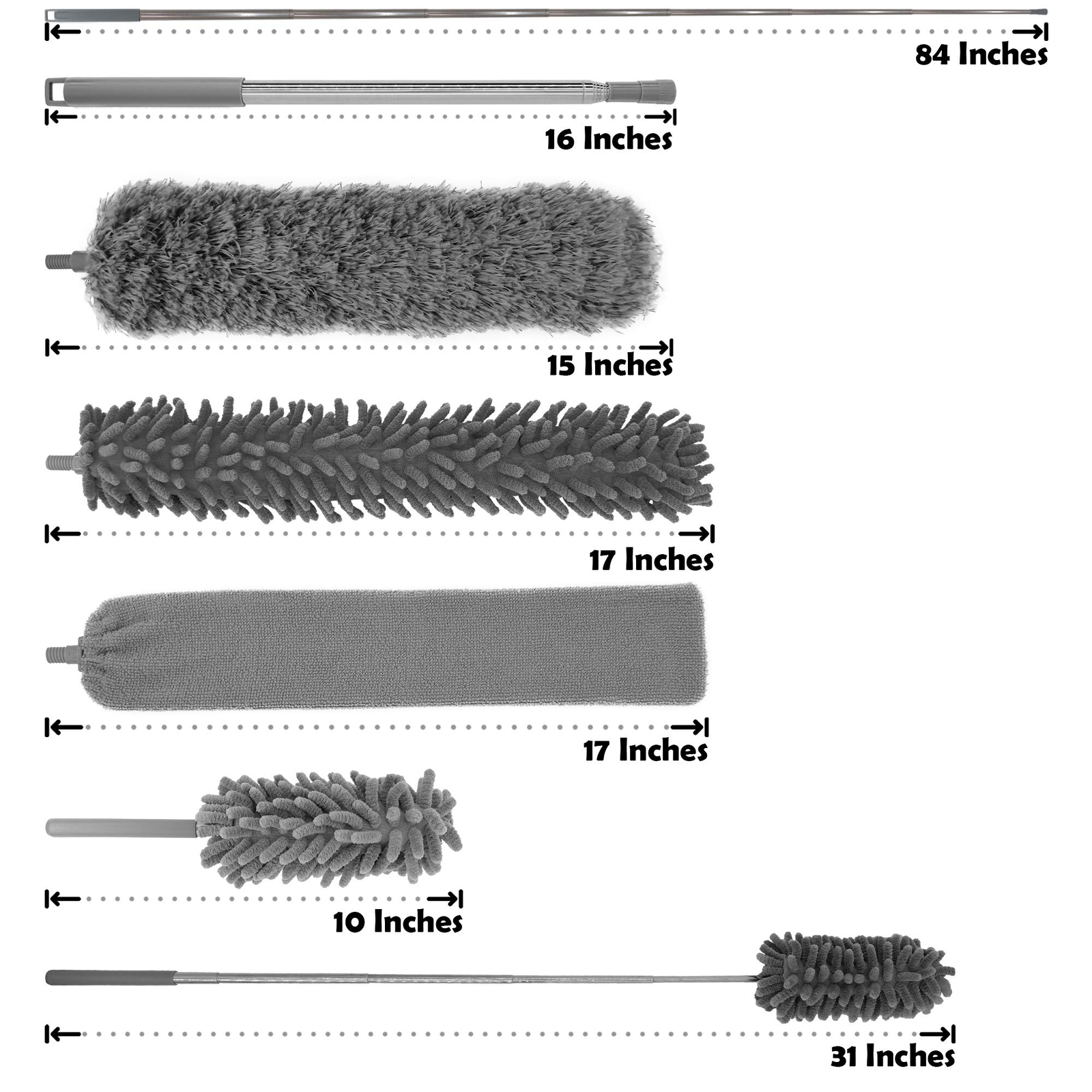 Microfiber Duster With Extension Pole 30100 Inches Set 3 Cleaning Head And 1 M