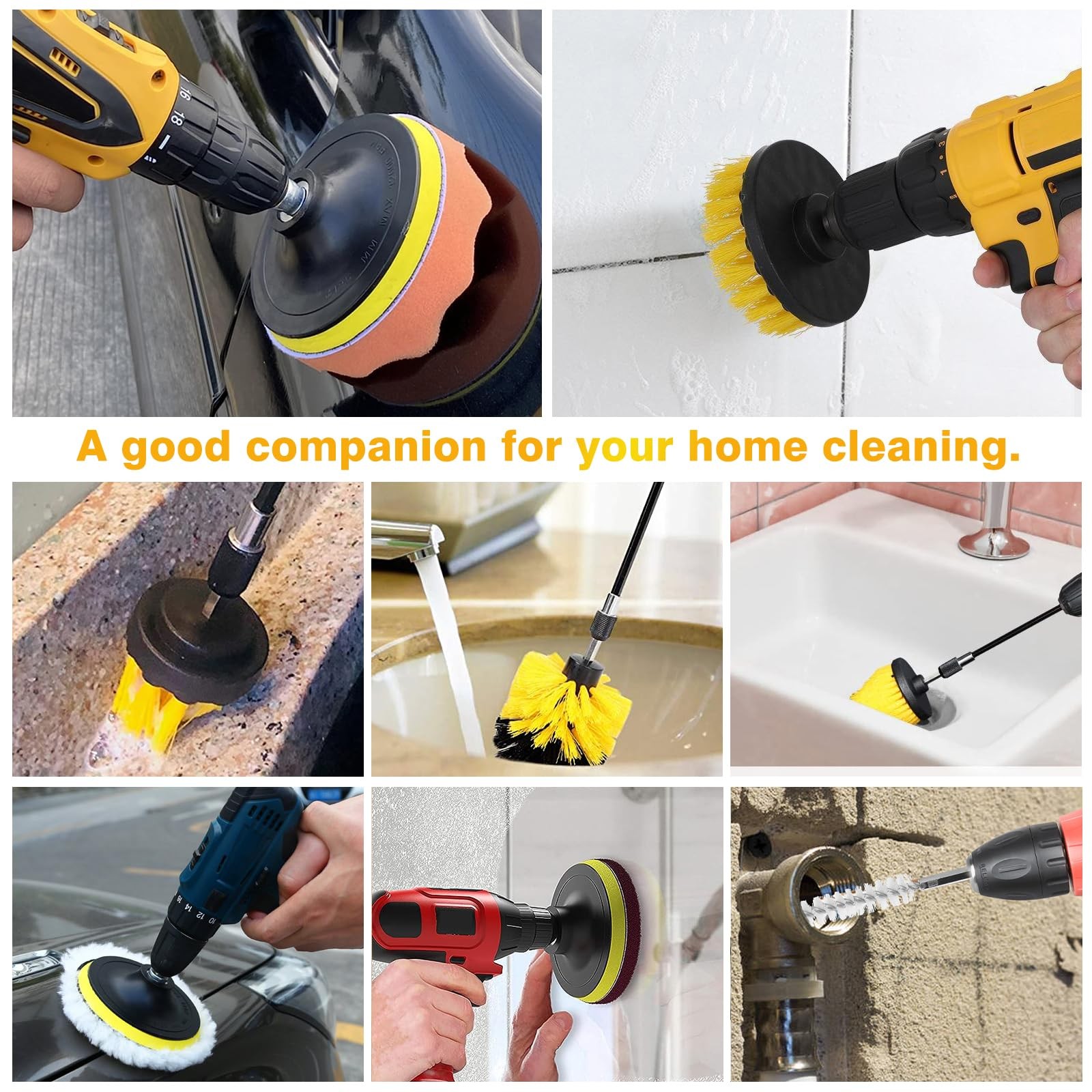 22 Pcs Drill Attachments Set, Scrub Pads & Sponge & Wire Brush, Power Scrubbe…