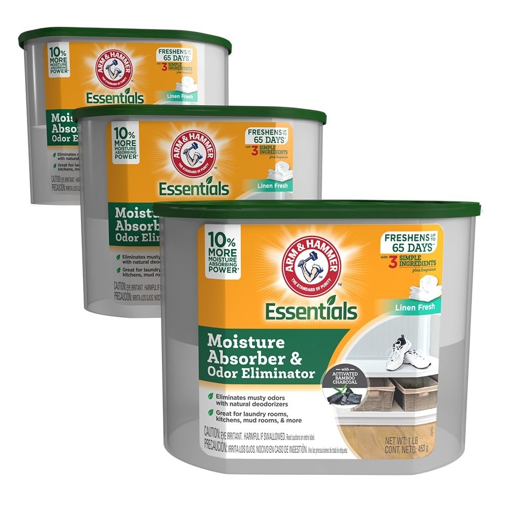 Moisture Absorber & Odor Eliminator Tub, Linen Fresh, 1 lb, 3-Pack – Non-Electri