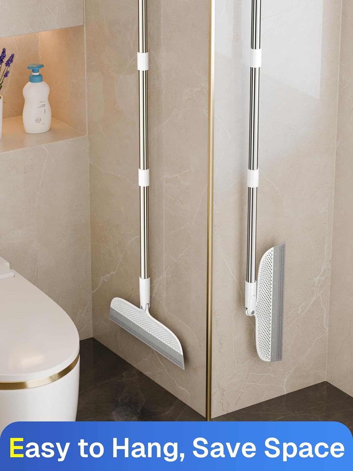 Silicone Floor Squeegee, 180° Rotating Air Broom, Squeegee for Floor with a Long