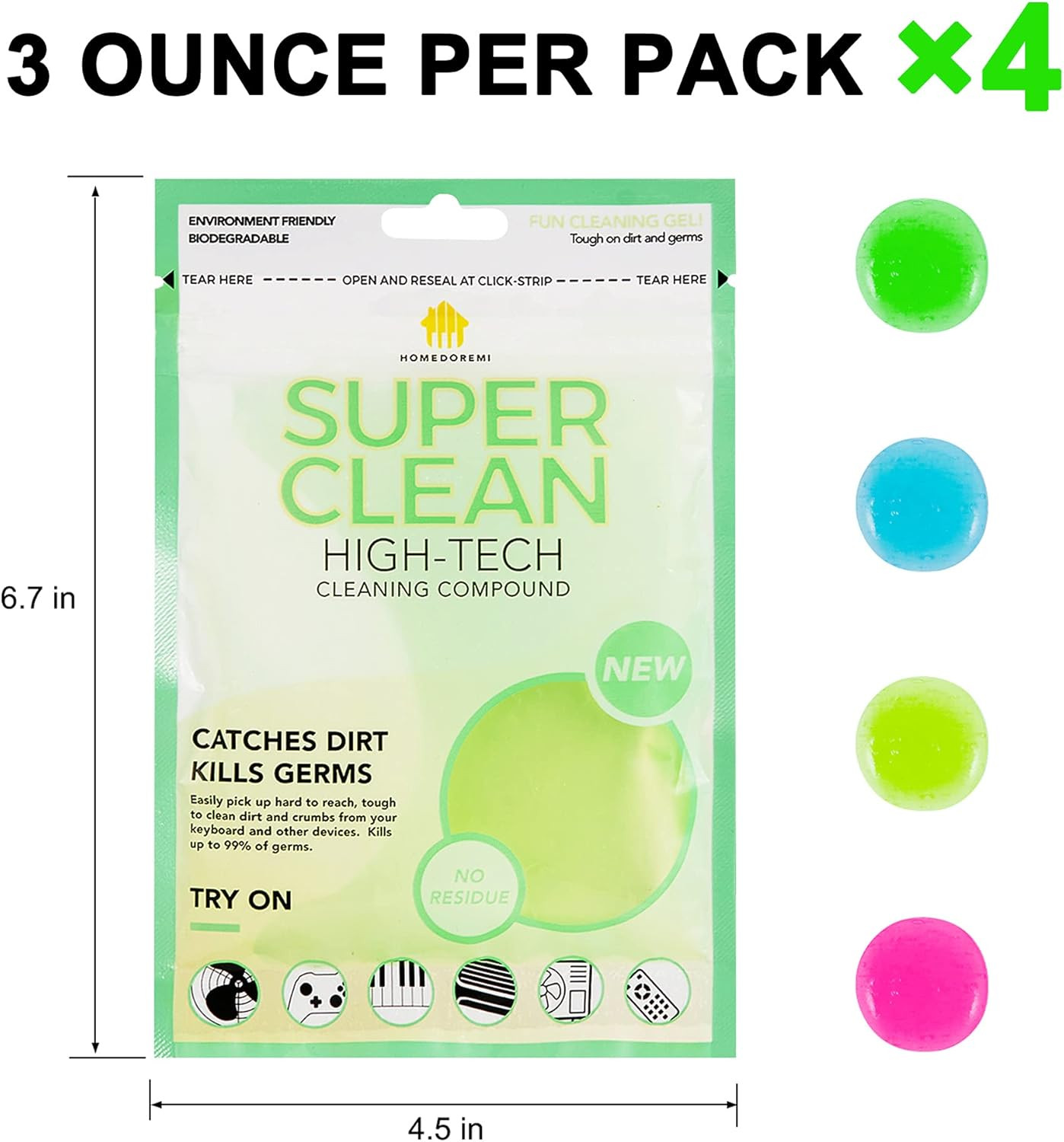 Car Cleaning Gels 4-Pack, Car Cleaning Putty Universal Auto Detailing Tools Car