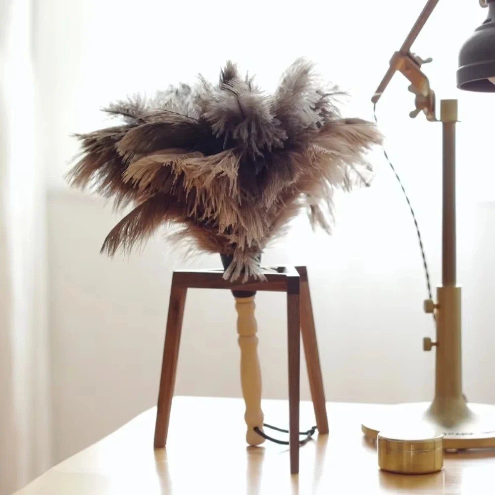 Ostrich Feather Duster Durable Dust Collecting Cleaning Tool In Wool US