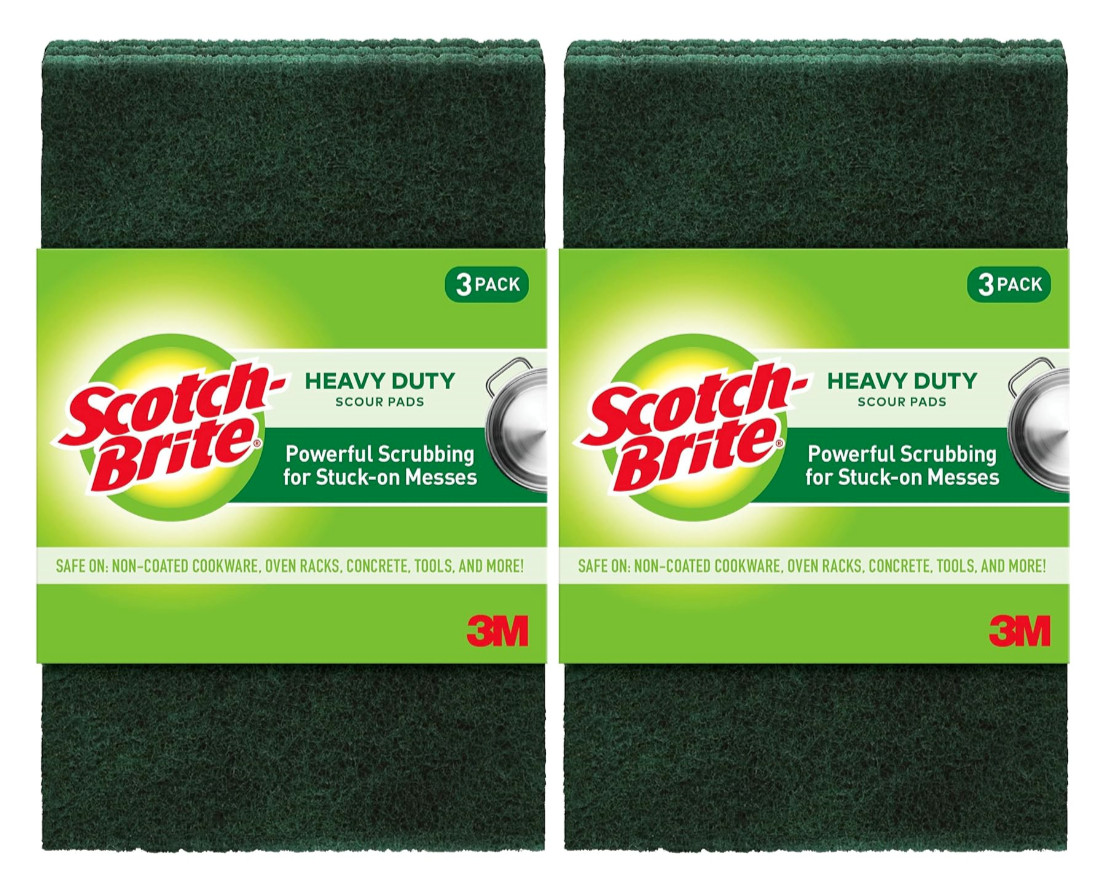 Scotch-Brite Heavy Duty Scour Pads, Great For The Kitchen, 3 Pads 2 Pack